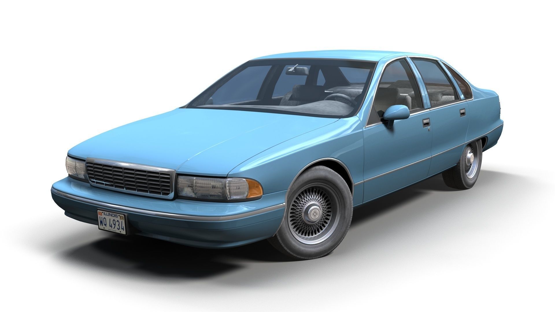 90s generic sedan Low-poly 3D model_6