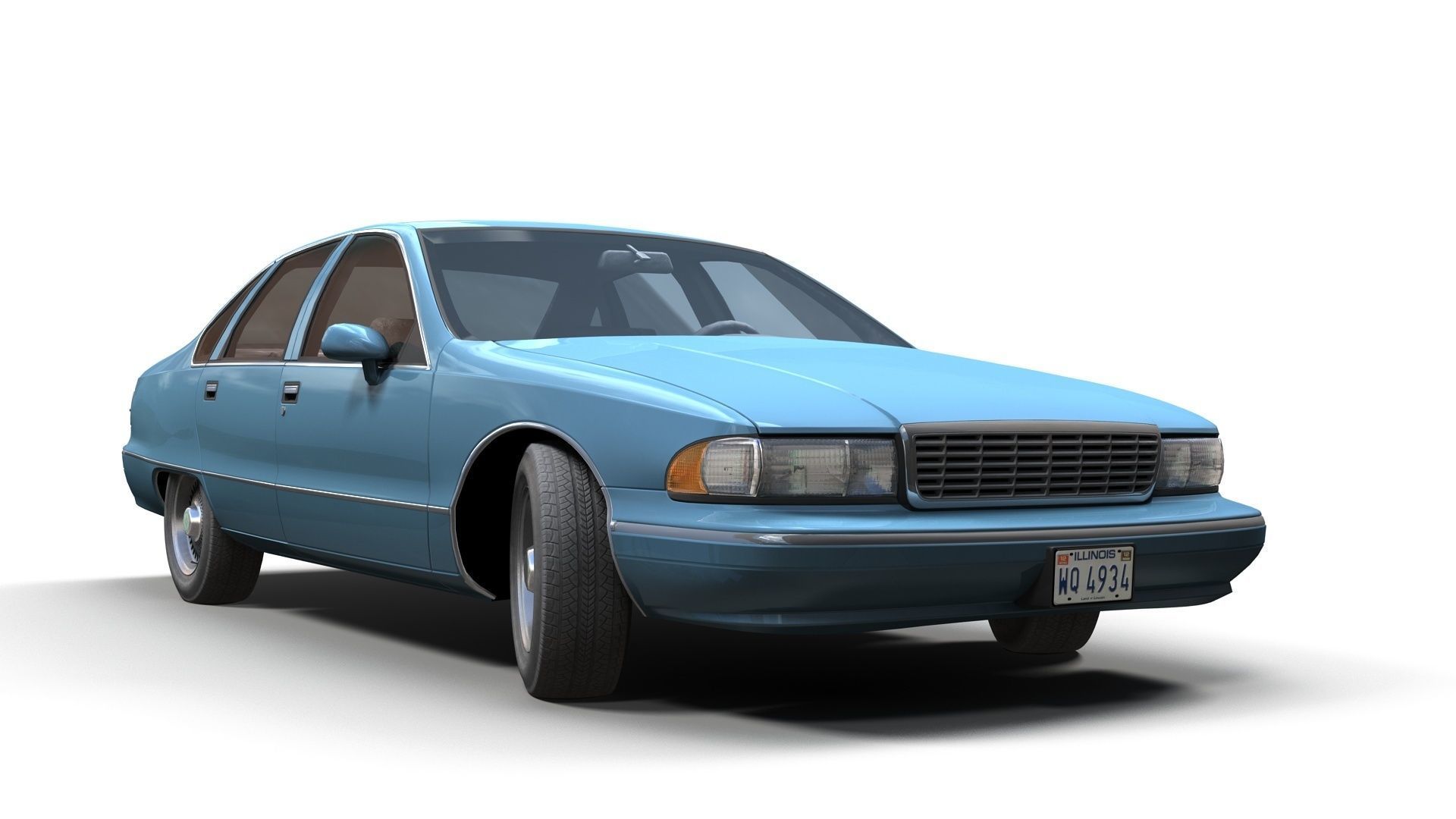 90s generic sedan Low-poly 3D model_12