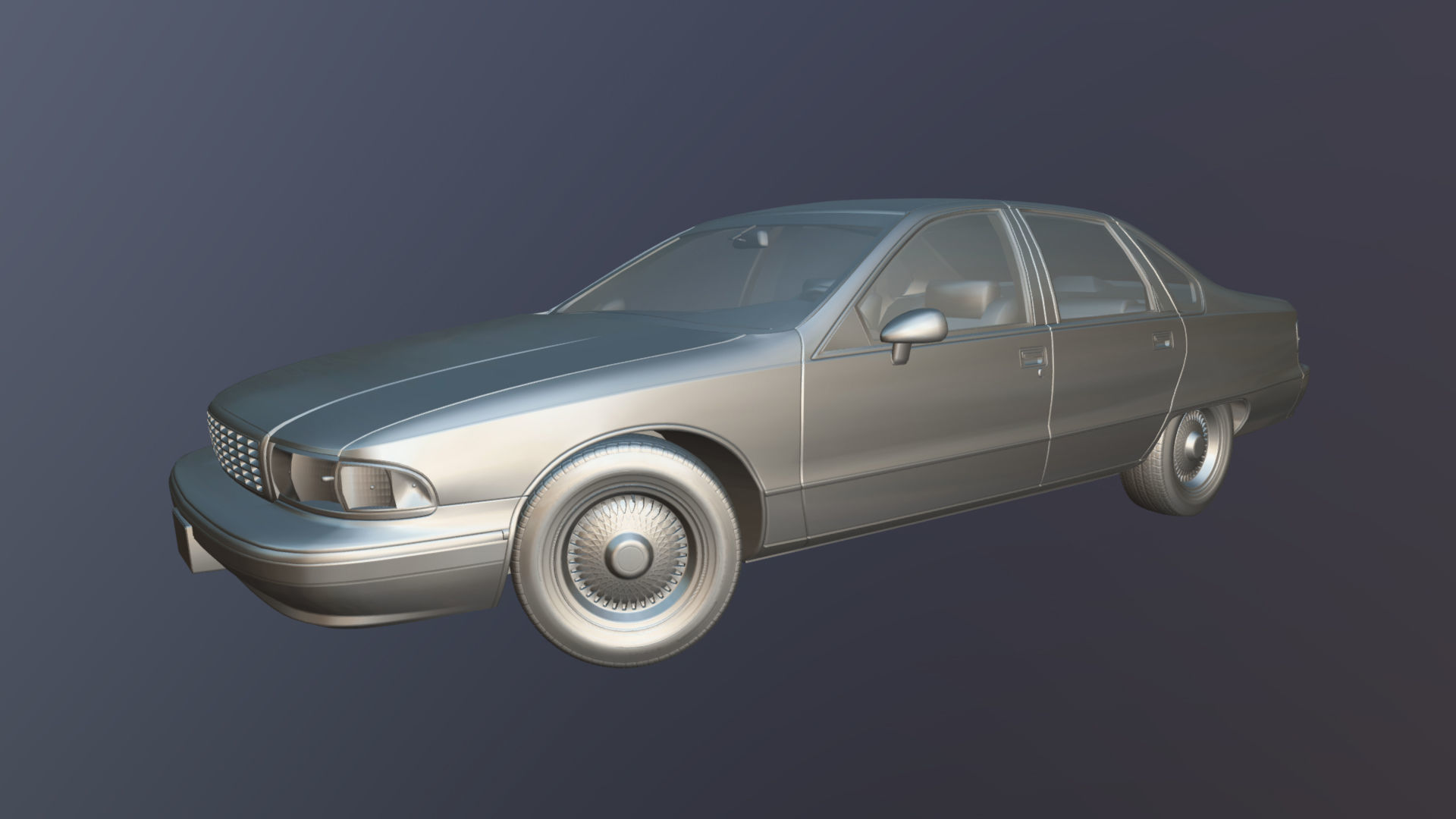 90s generic sedan Low-poly 3D model_35