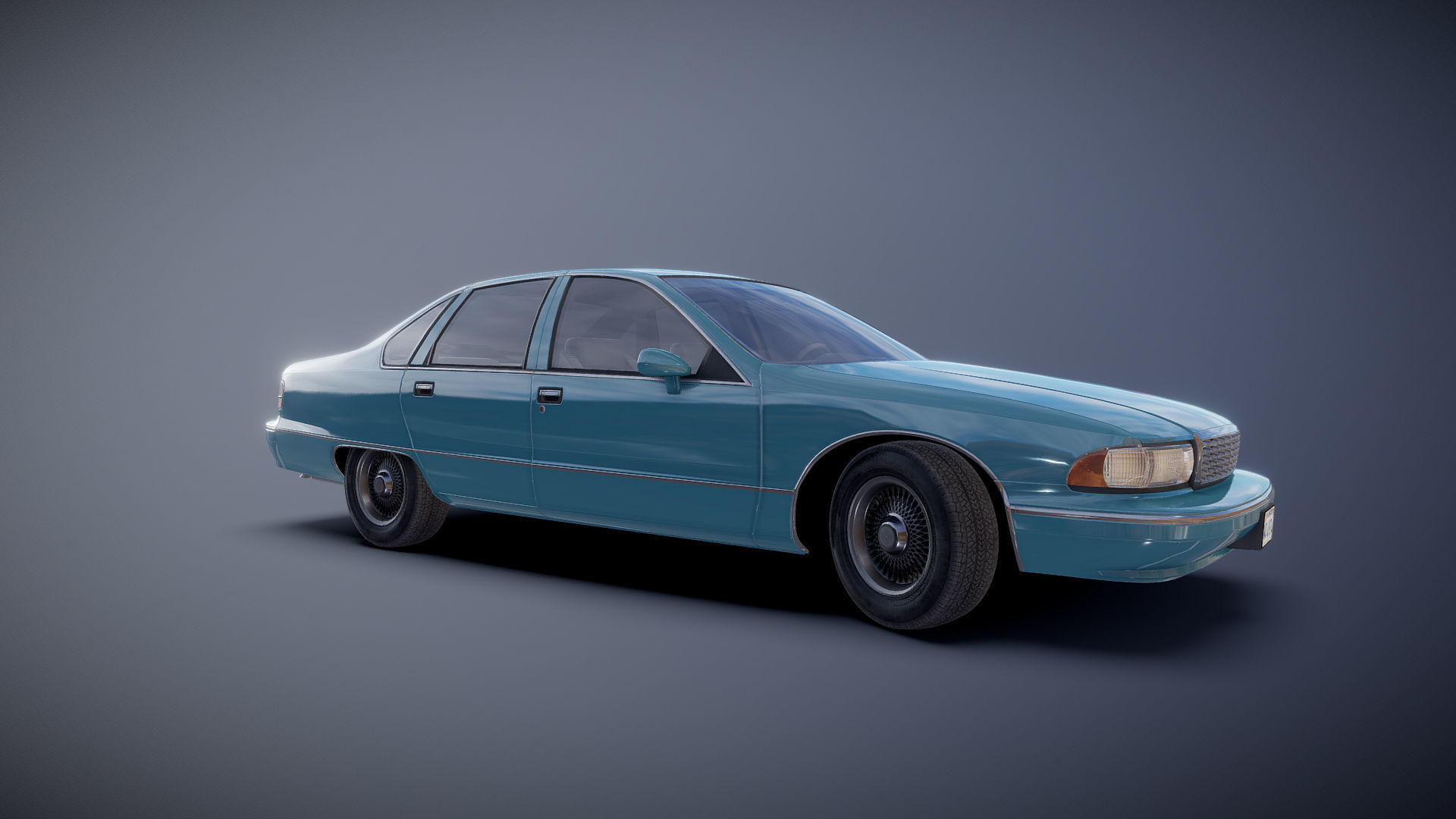 90s generic sedan Low-poly 3D model_27