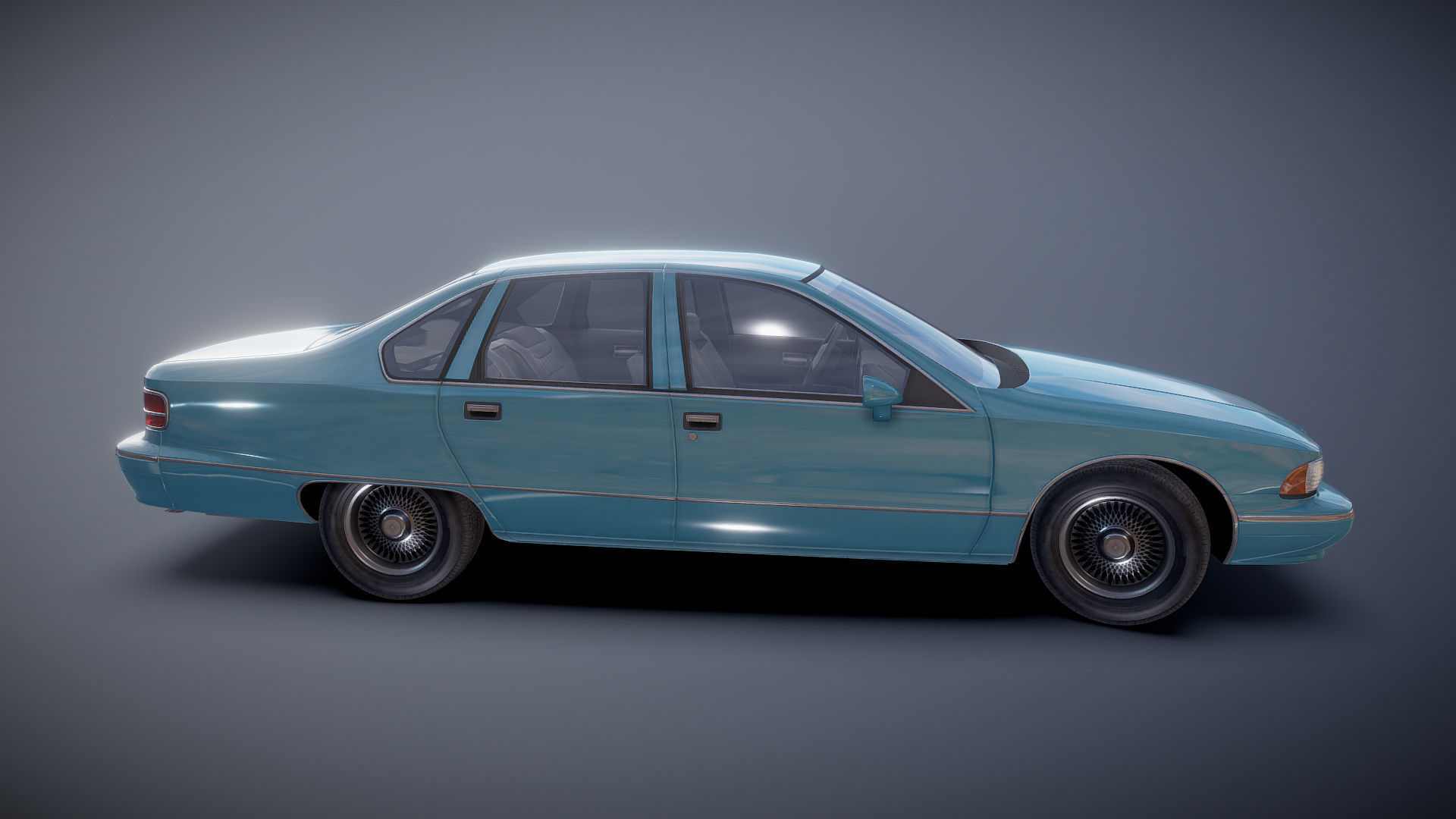 90s generic sedan Low-poly 3D model_25
