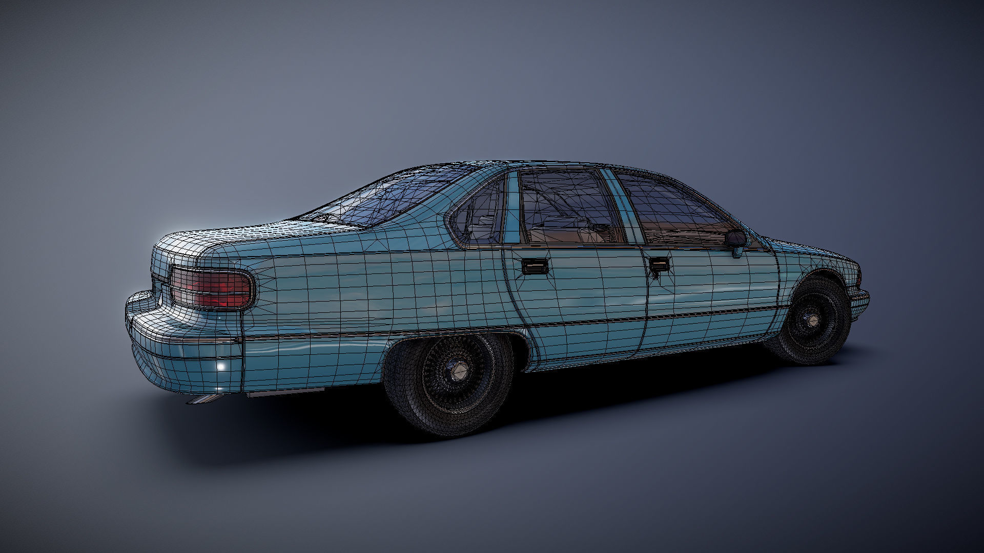 90s generic sedan Low-poly 3D model_32
