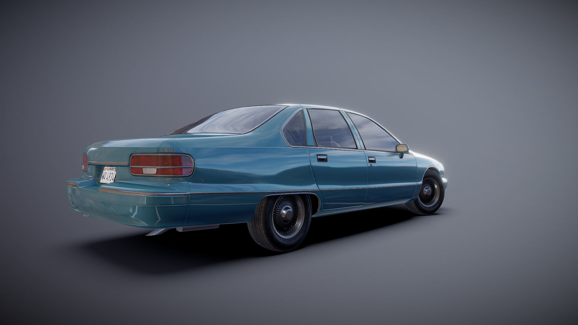 90s generic sedan Low-poly 3D model_28
