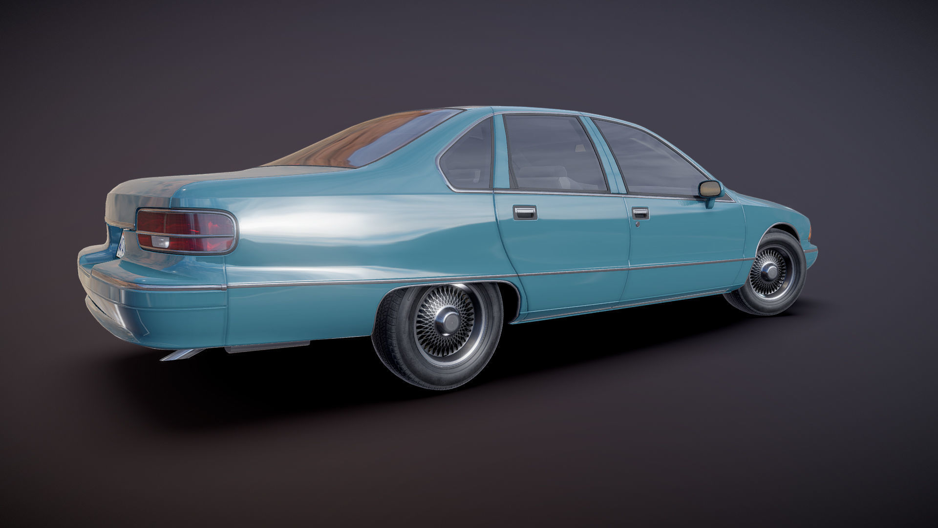 90s generic sedan Low-poly 3D model_23
