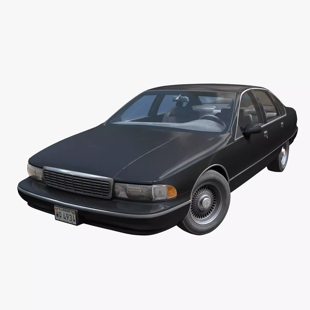 90s generic sedan Low-poly 3D model_0