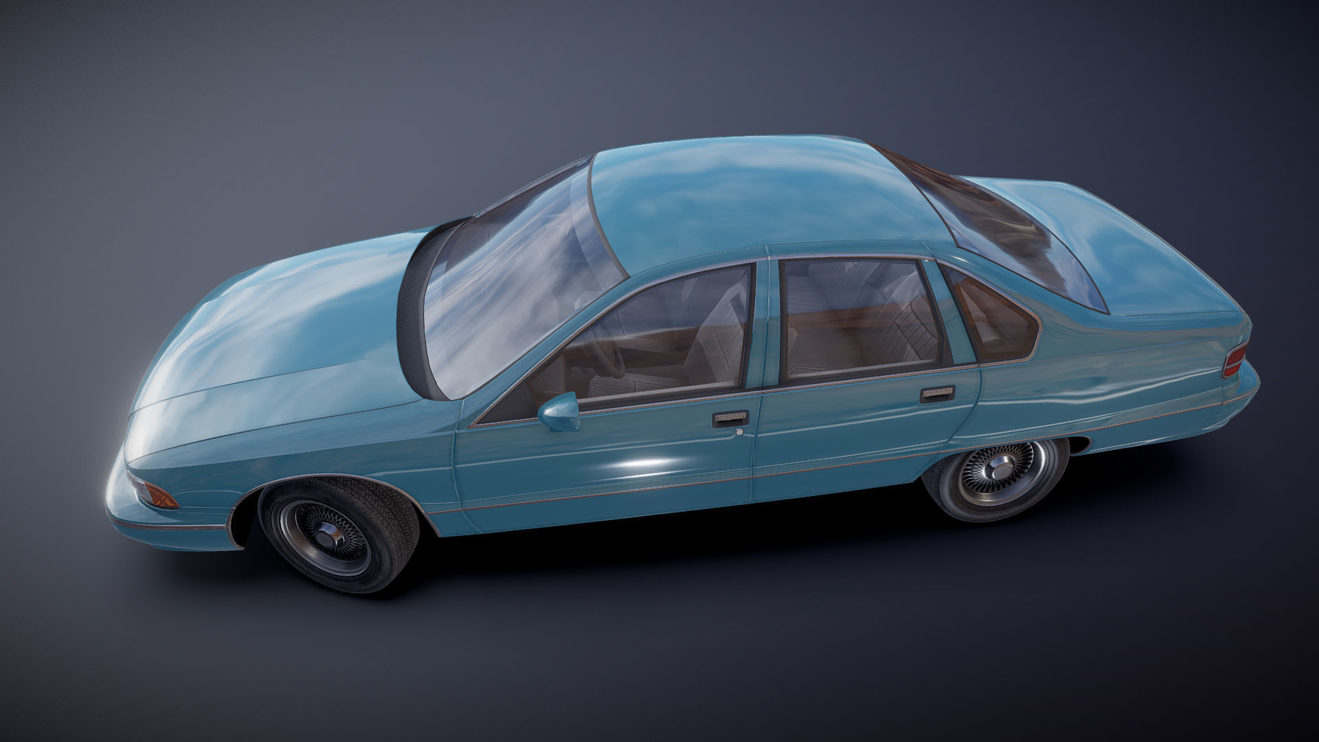 90s generic sedan Low-poly 3D model_24