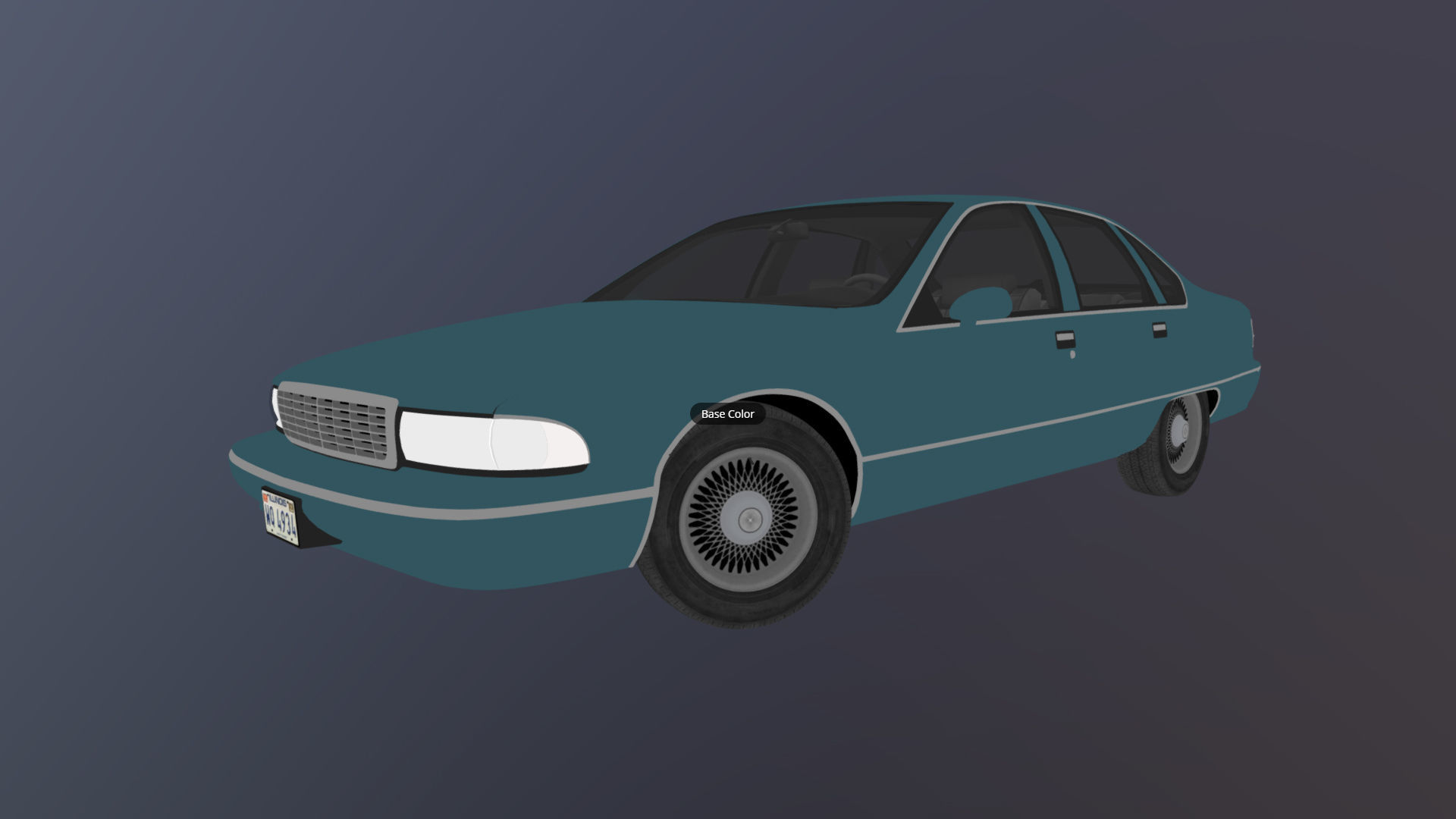 90s generic sedan Low-poly 3D model_37