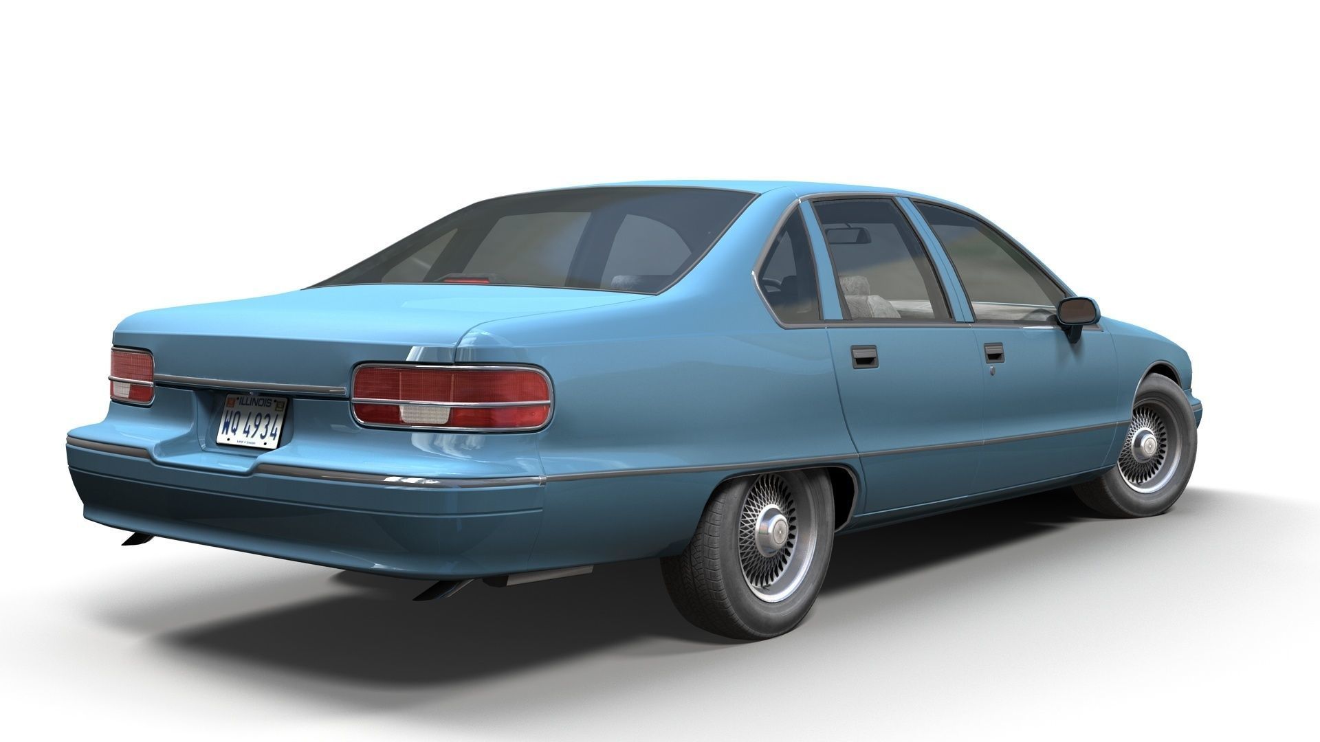 90s generic sedan Low-poly 3D model_11