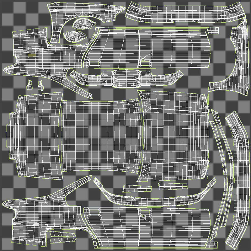 90s generic sedan Low-poly 3D model_46