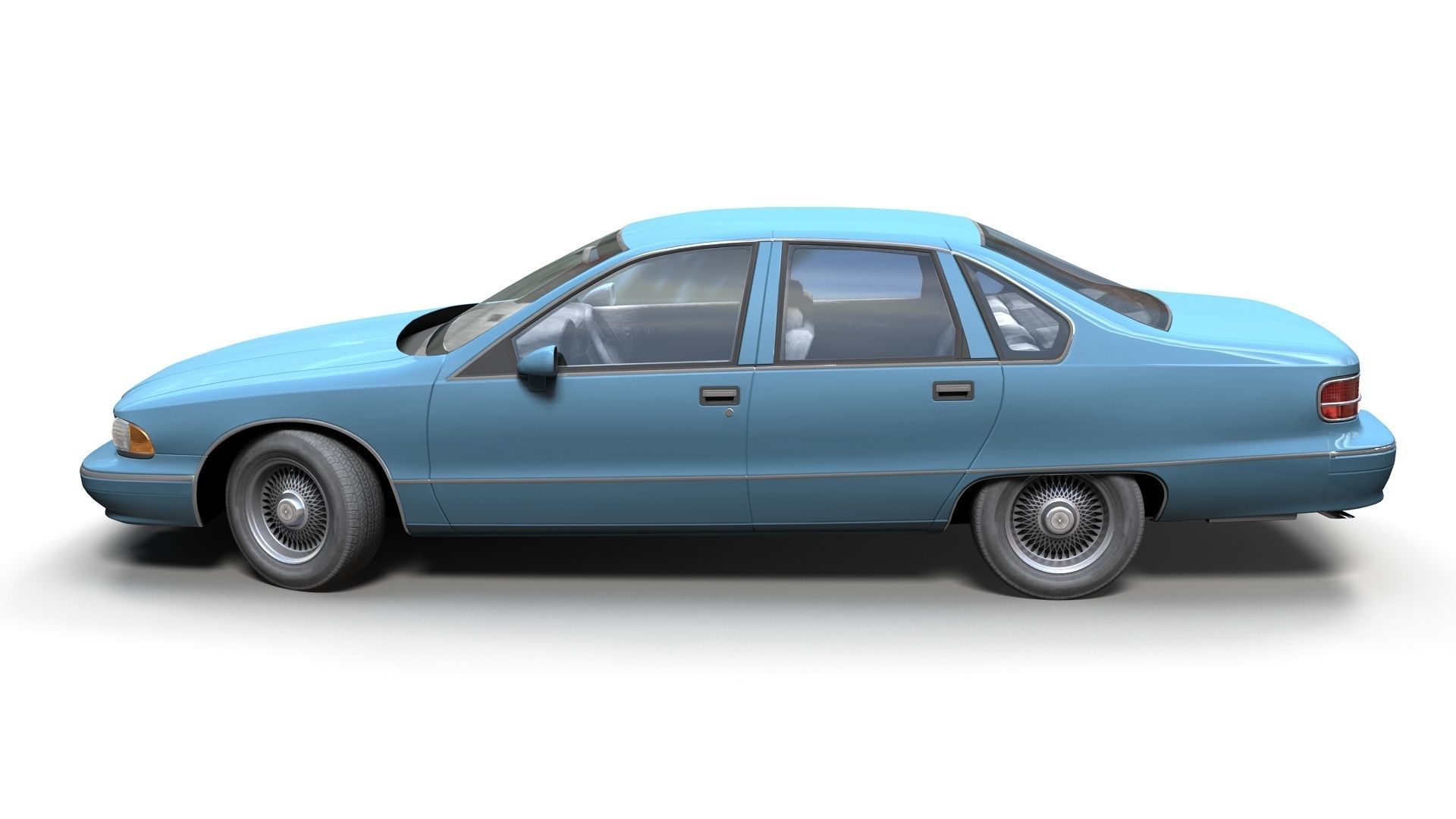 90s generic sedan Low-poly 3D model_10