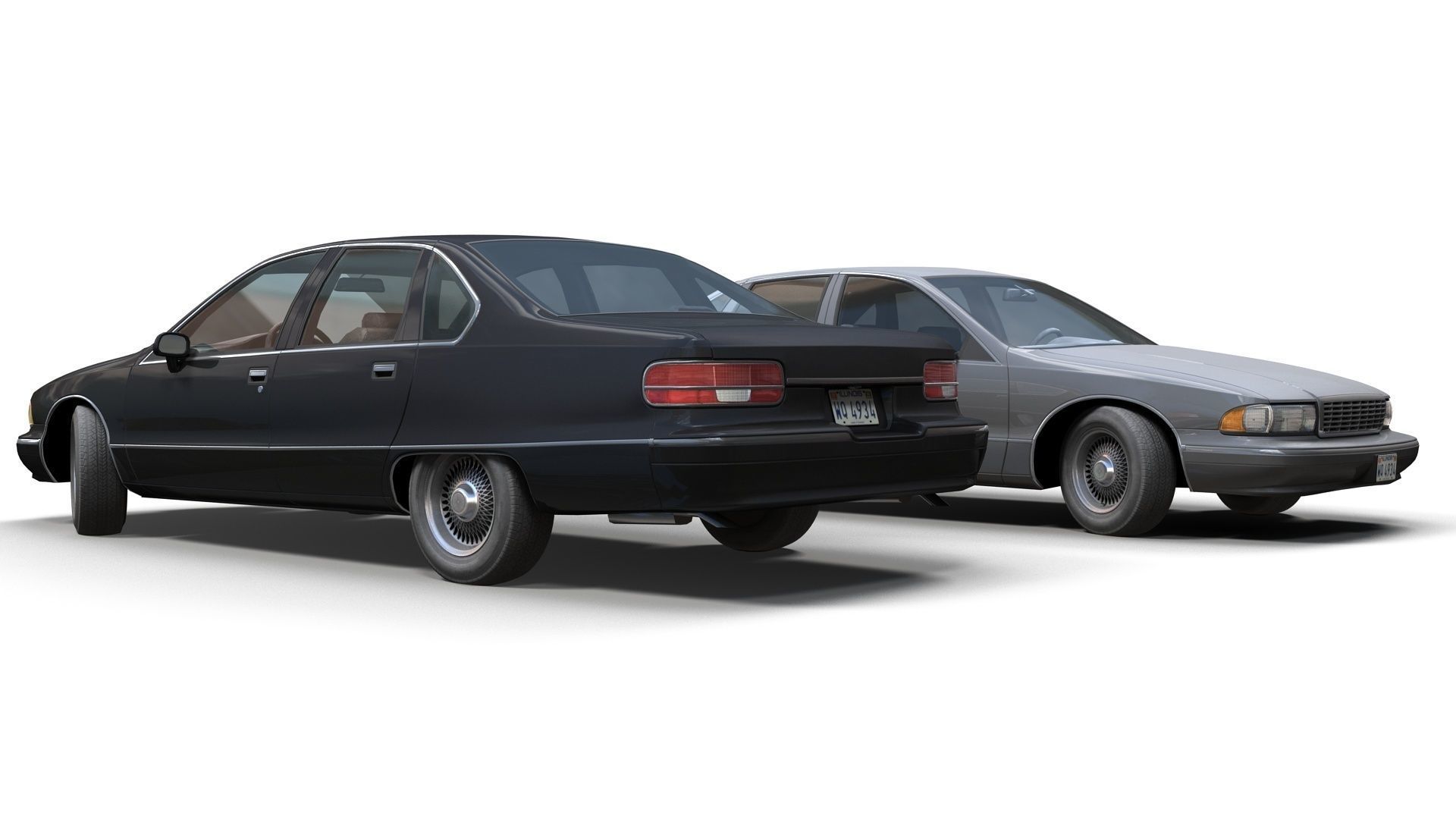 90s generic sedan Low-poly 3D model_2