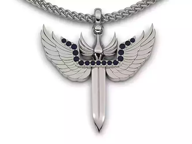Sword wings pendant  gold  printable jewelry 3D model