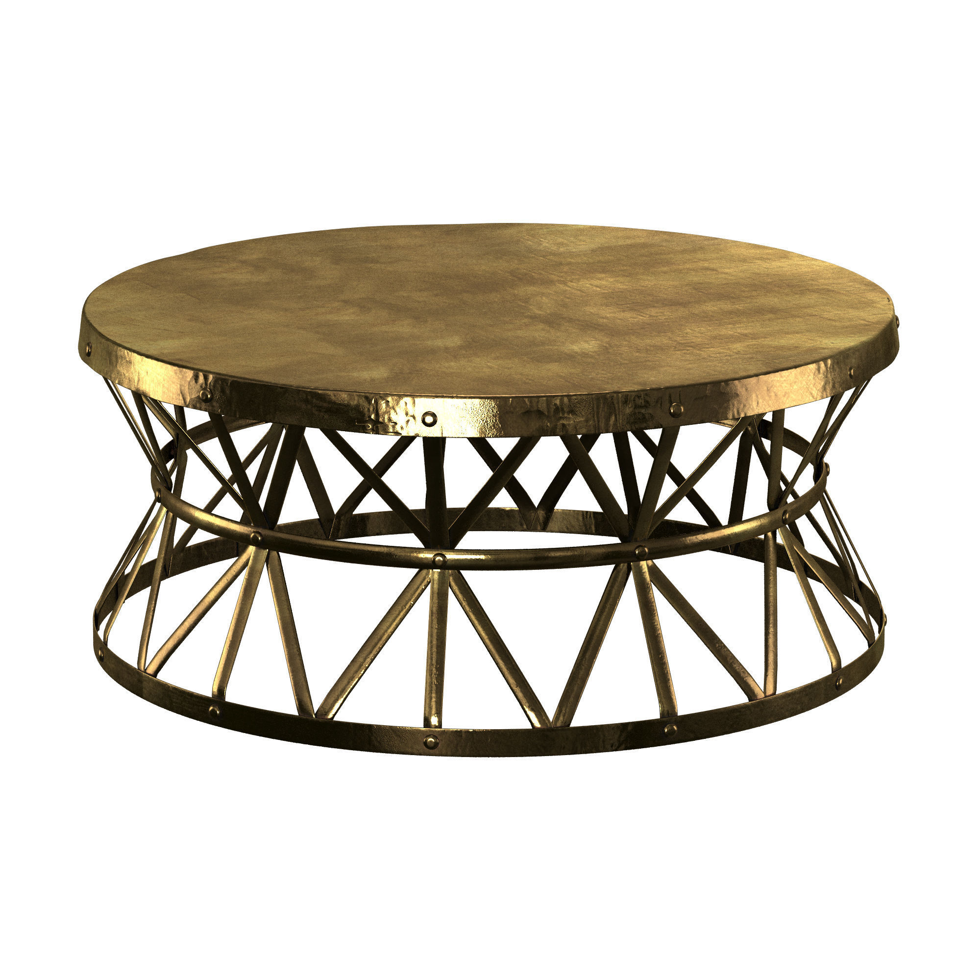 Brass Hammered Coffee Table 3D model_2