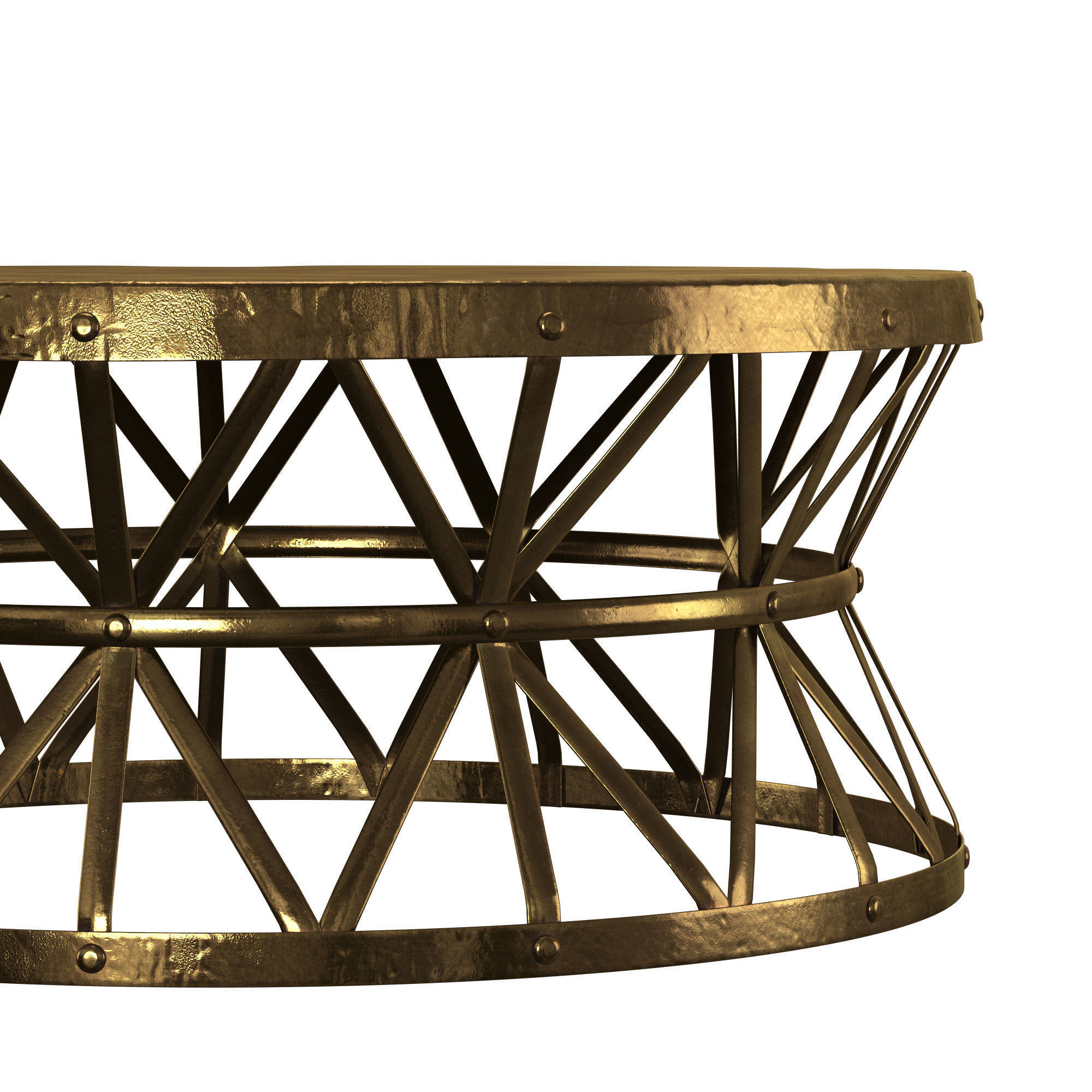 Brass Hammered Coffee Table 3D model_3