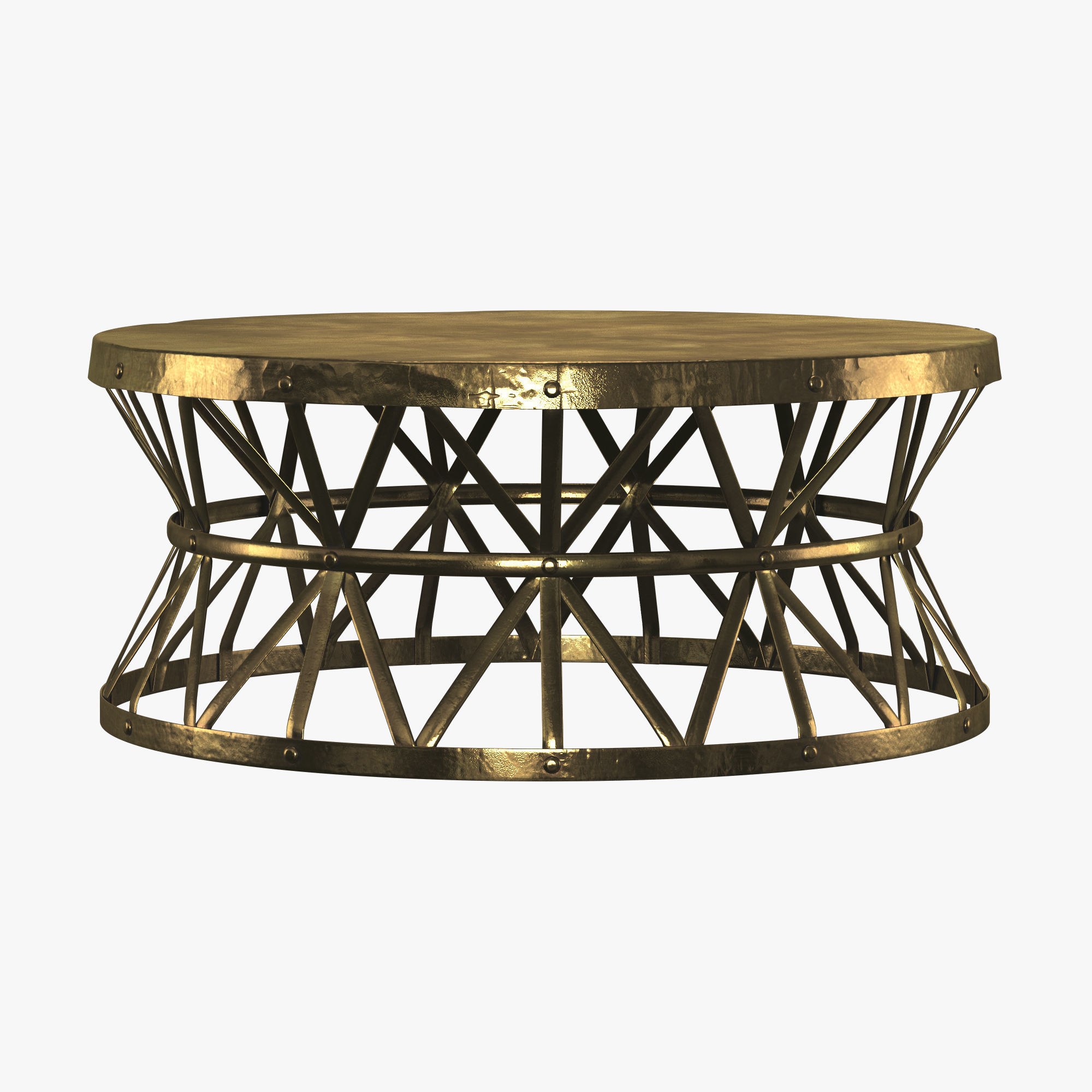Brass Hammered Coffee Table 3D model_1