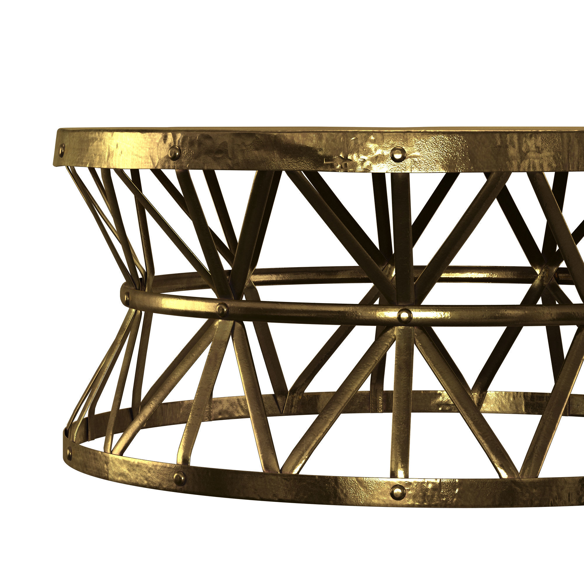 Brass Hammered Coffee Table 3D model_4