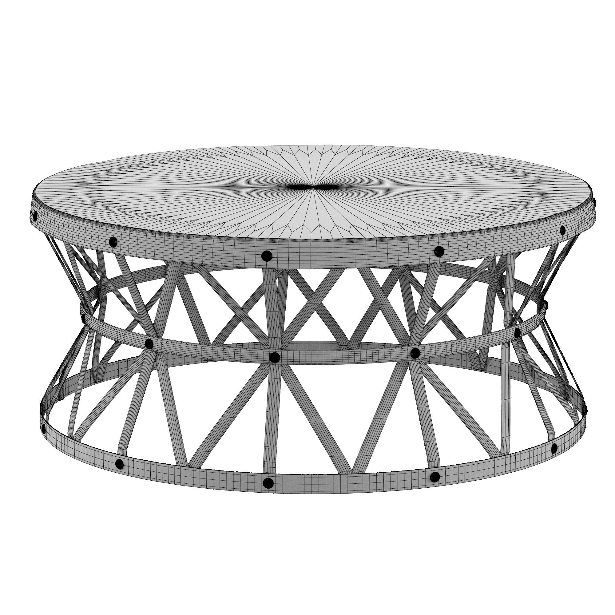 Brass Hammered Coffee Table 3D model_5