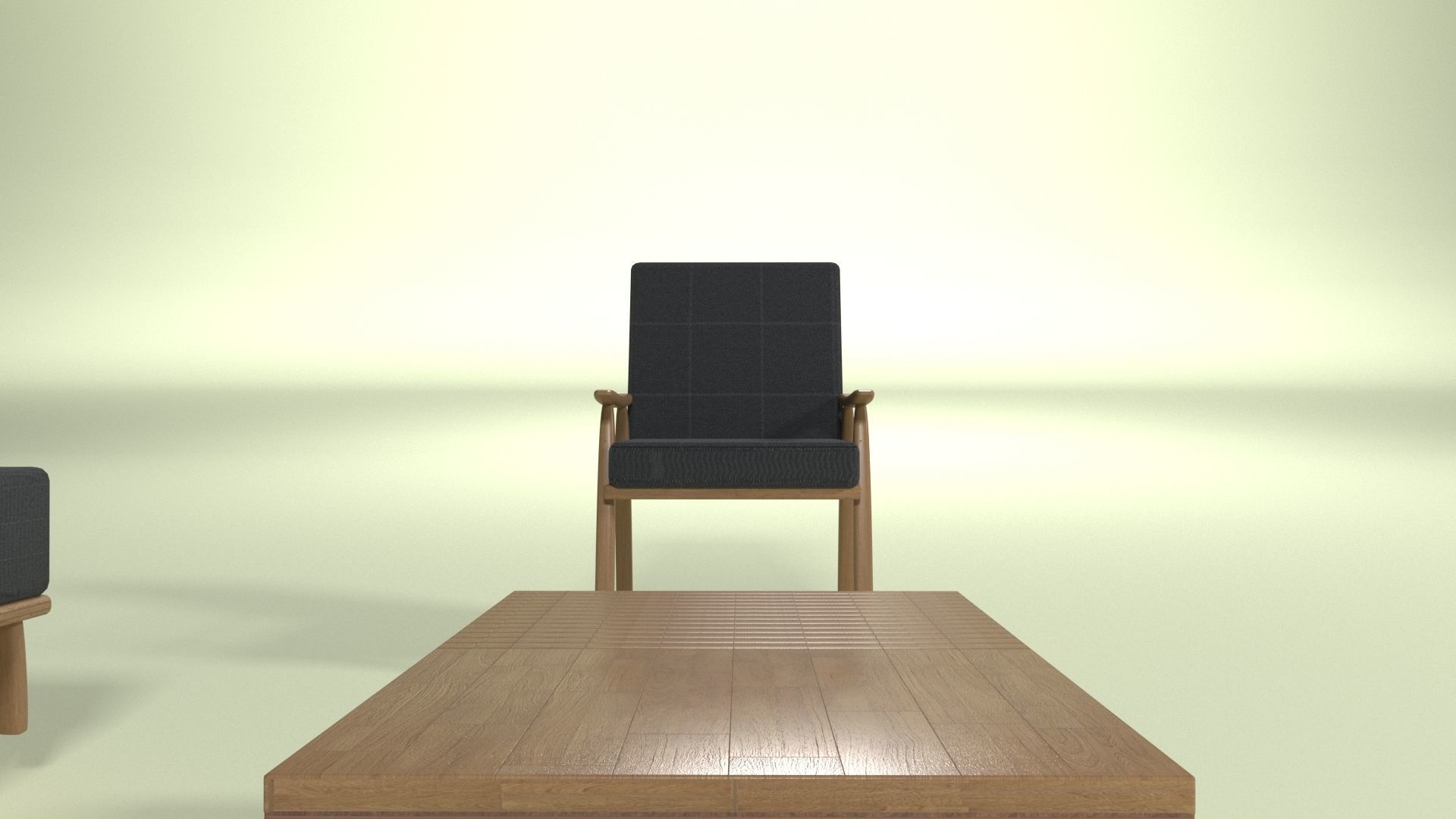 Wooden Sofa Low-poly 3D model_4