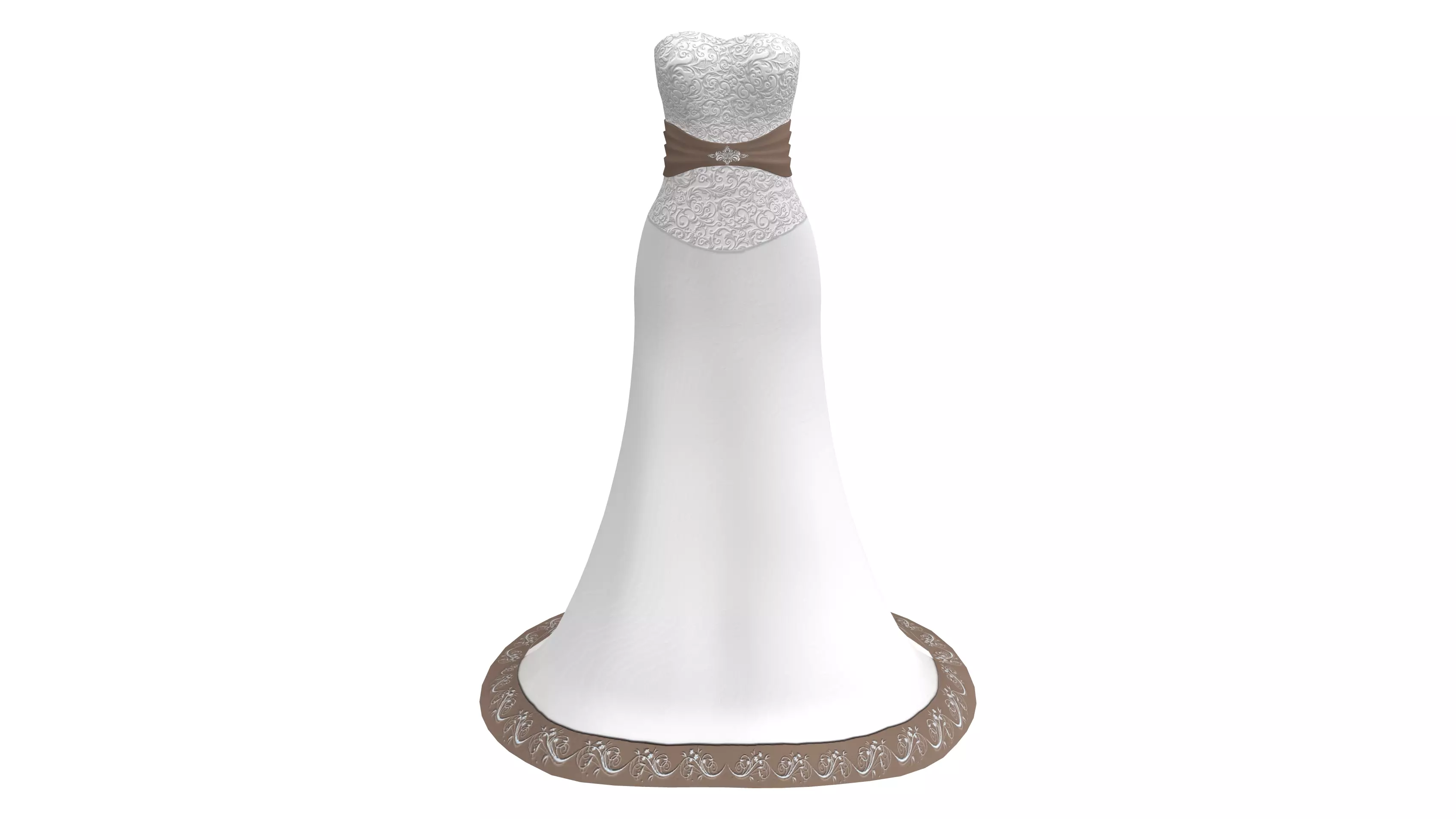 Bridal Wedding Gown Low-poly 3D model