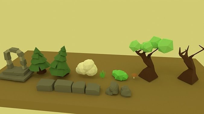 LowPoly Asset Pack free VR / AR / low-poly 3D model | CGTrader