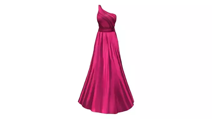 One Shoulder Gown Dress with Train