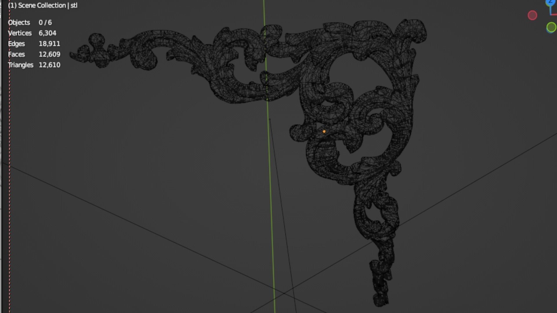 Classic decor ornament corner 106 3D model_5