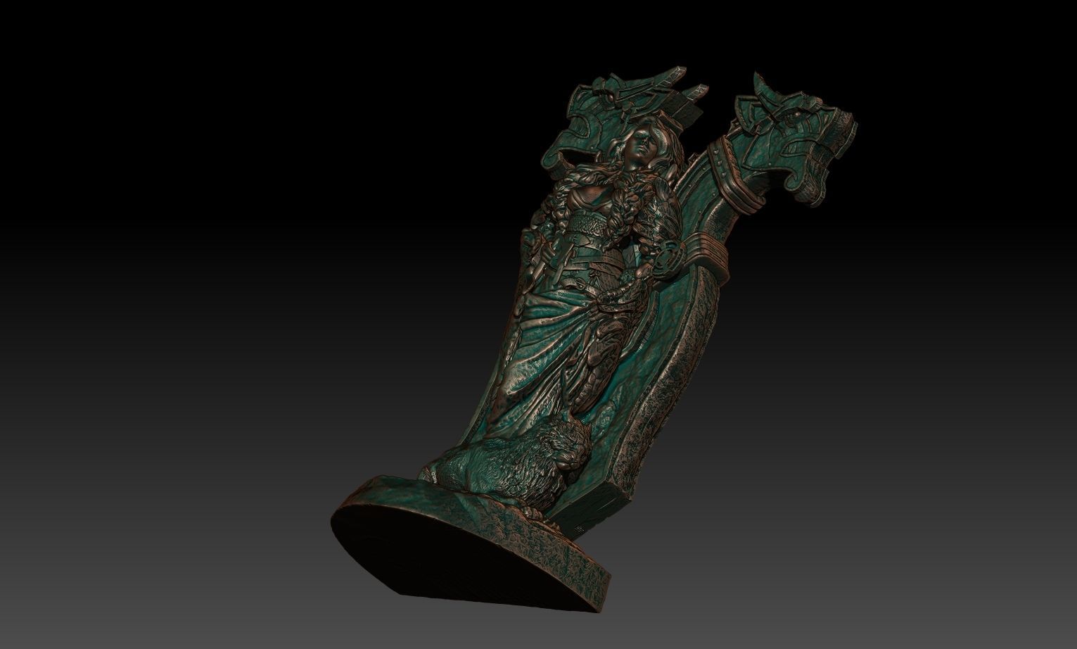 Freya statuette 3D print model_3