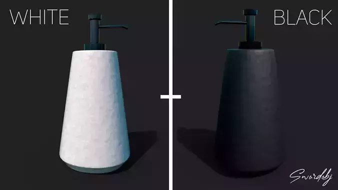 Liquid Soap Dispenser 3D Model Lowpoly Black And White