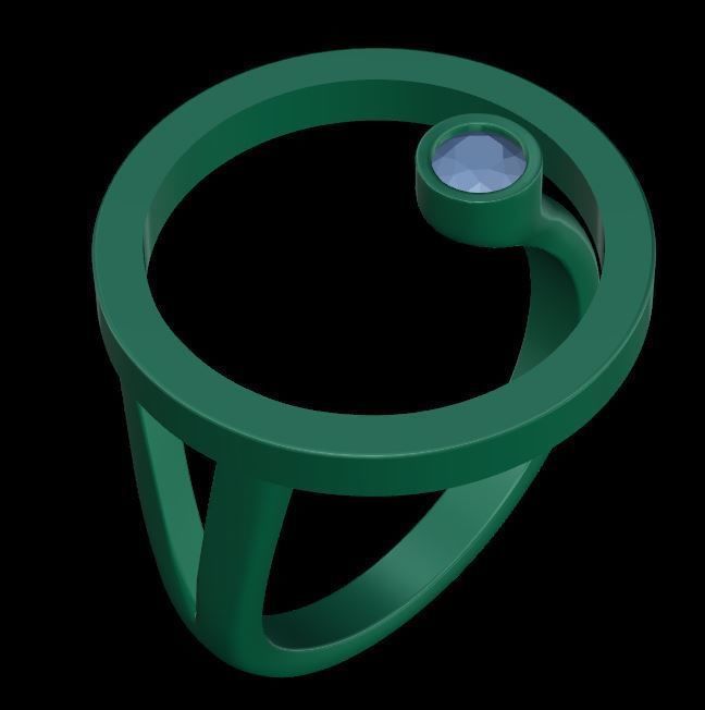 Women ring with 1 diamond 3D print model_27