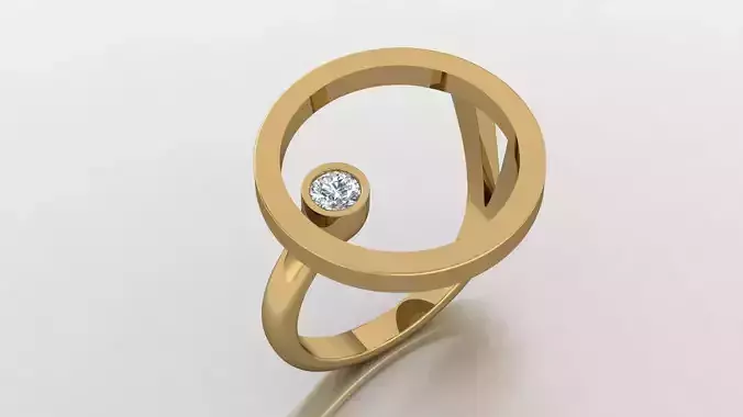 Women ring with 1 diamond 3D print model