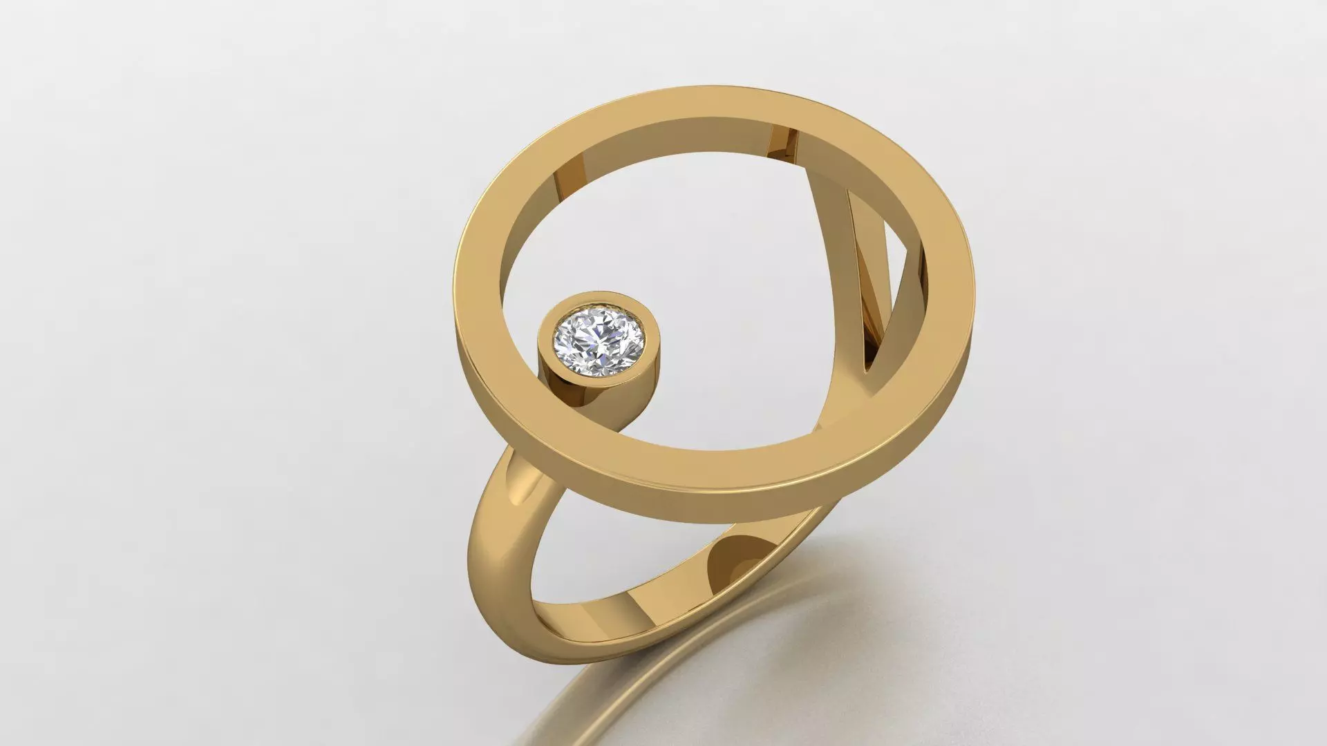 Women ring with 1 diamond 3D print model_0
