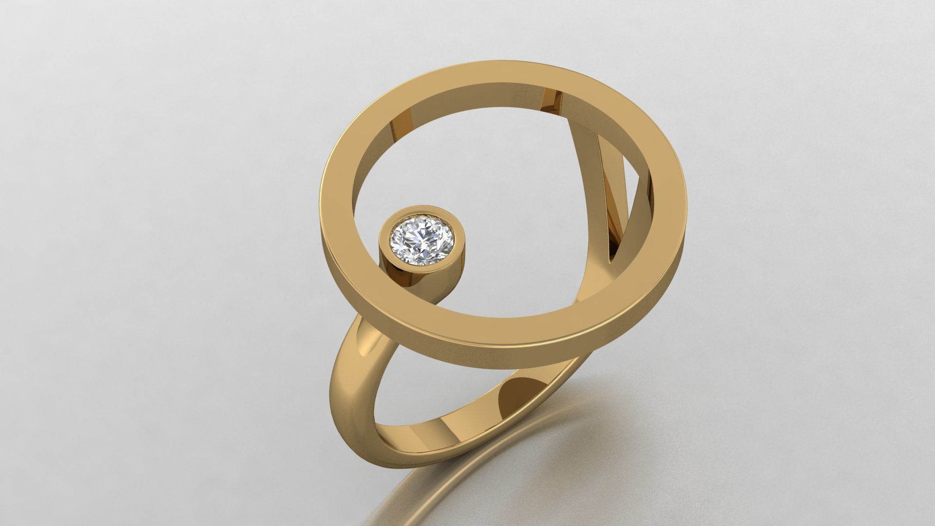Women ring with 1 diamond 3D print model_2