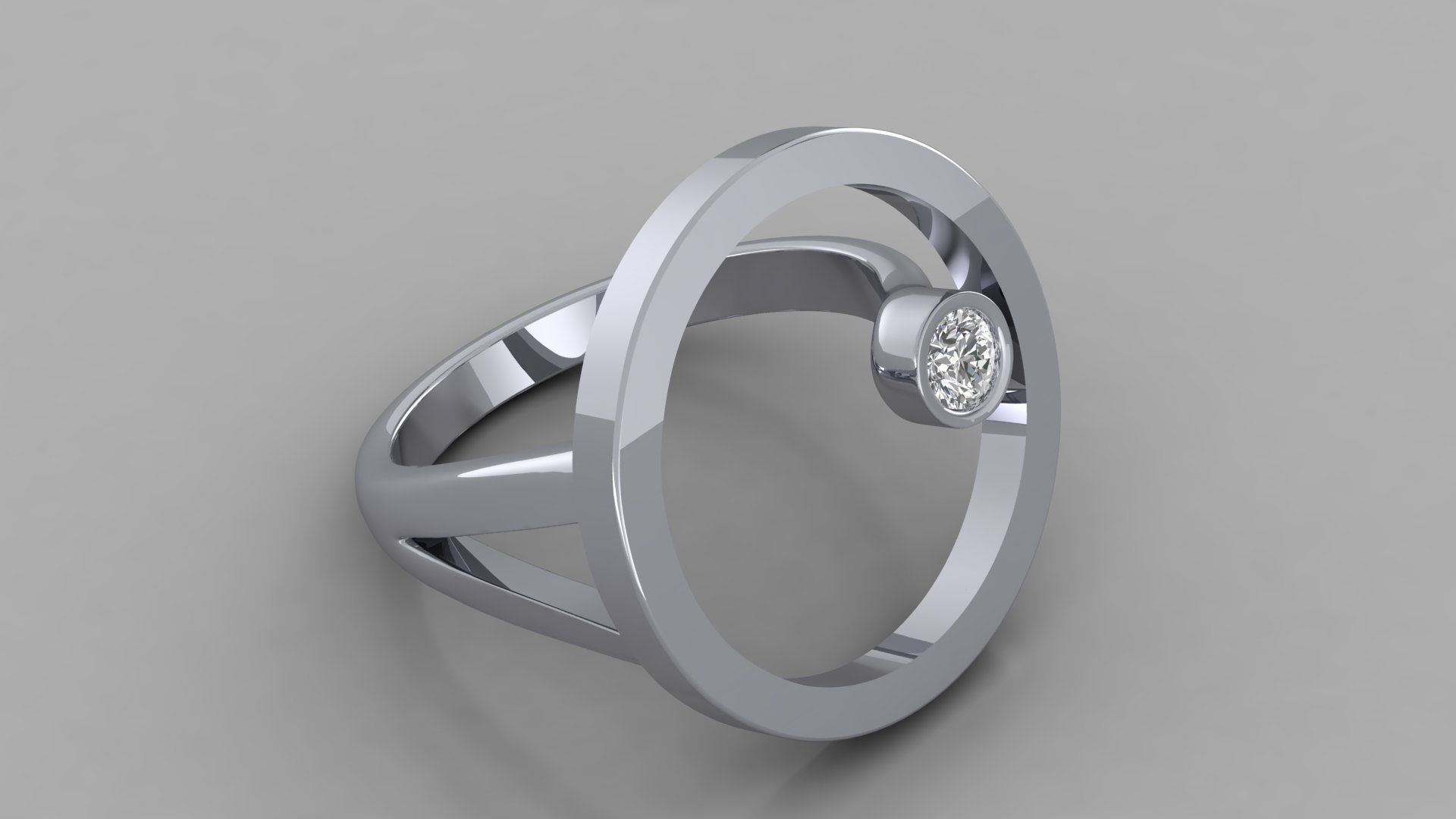 Women ring with 1 diamond 3D print model_28