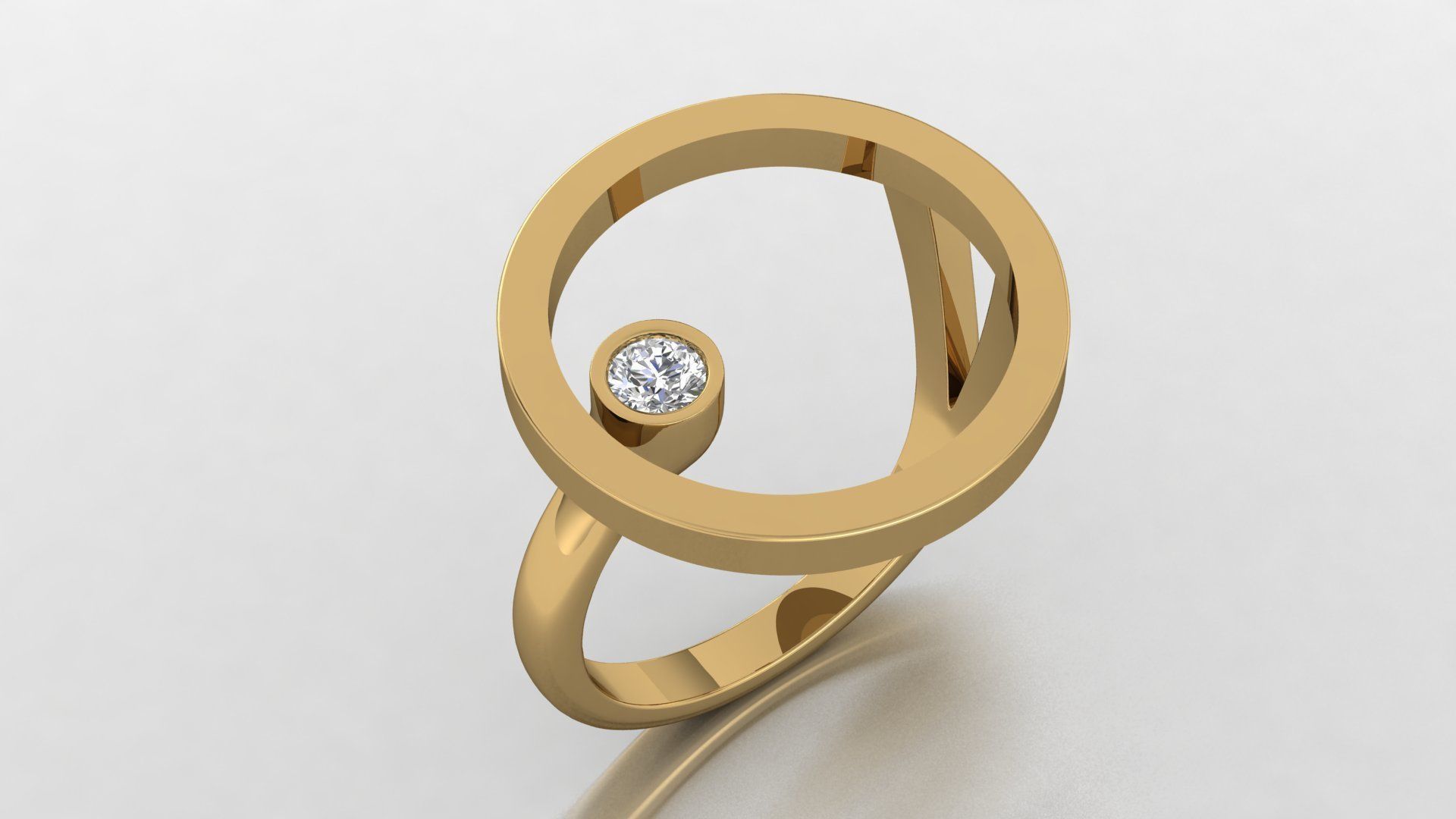 Women ring with 1 diamond 3D print model_32
