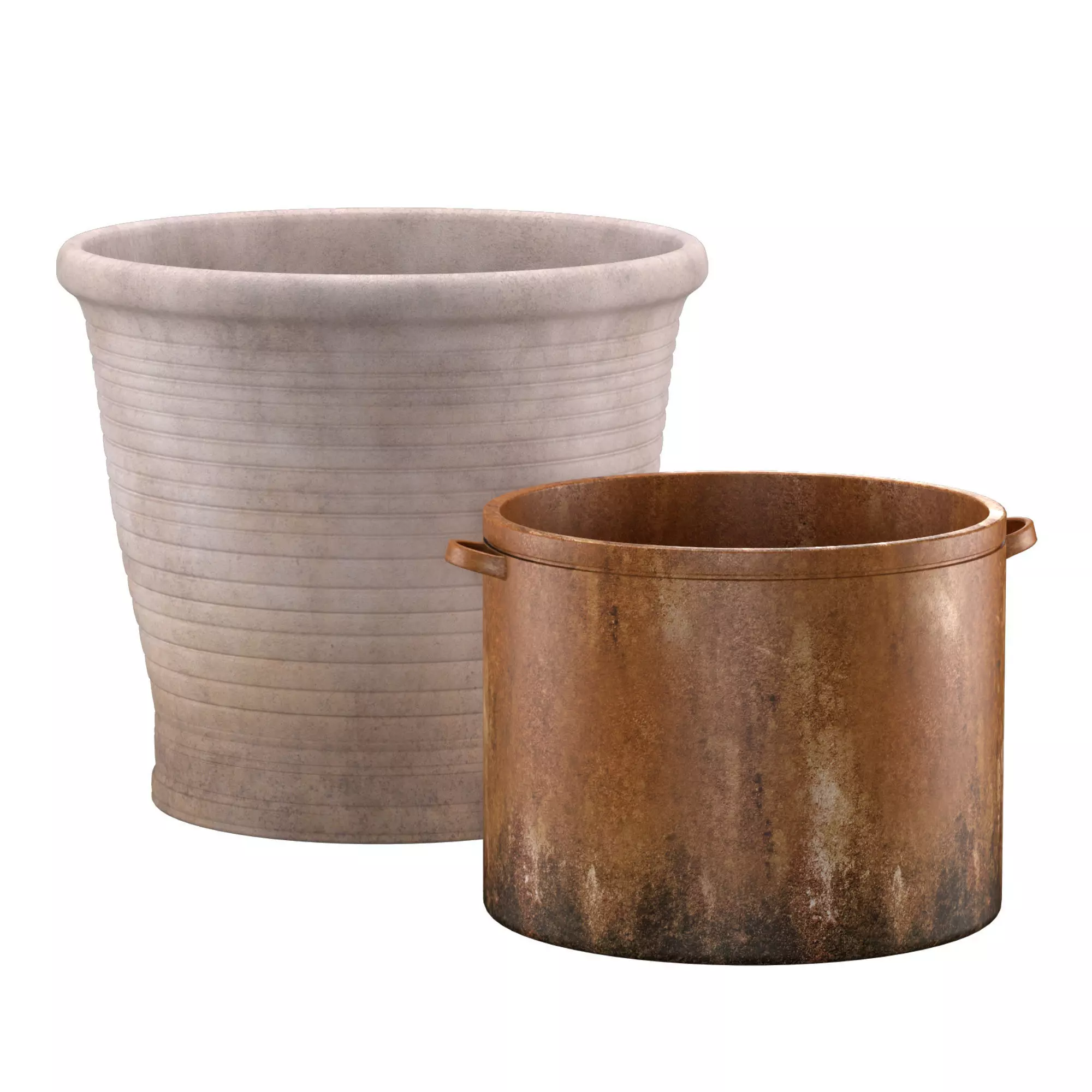 Pods set-2 two terracotta pots 3D model_0