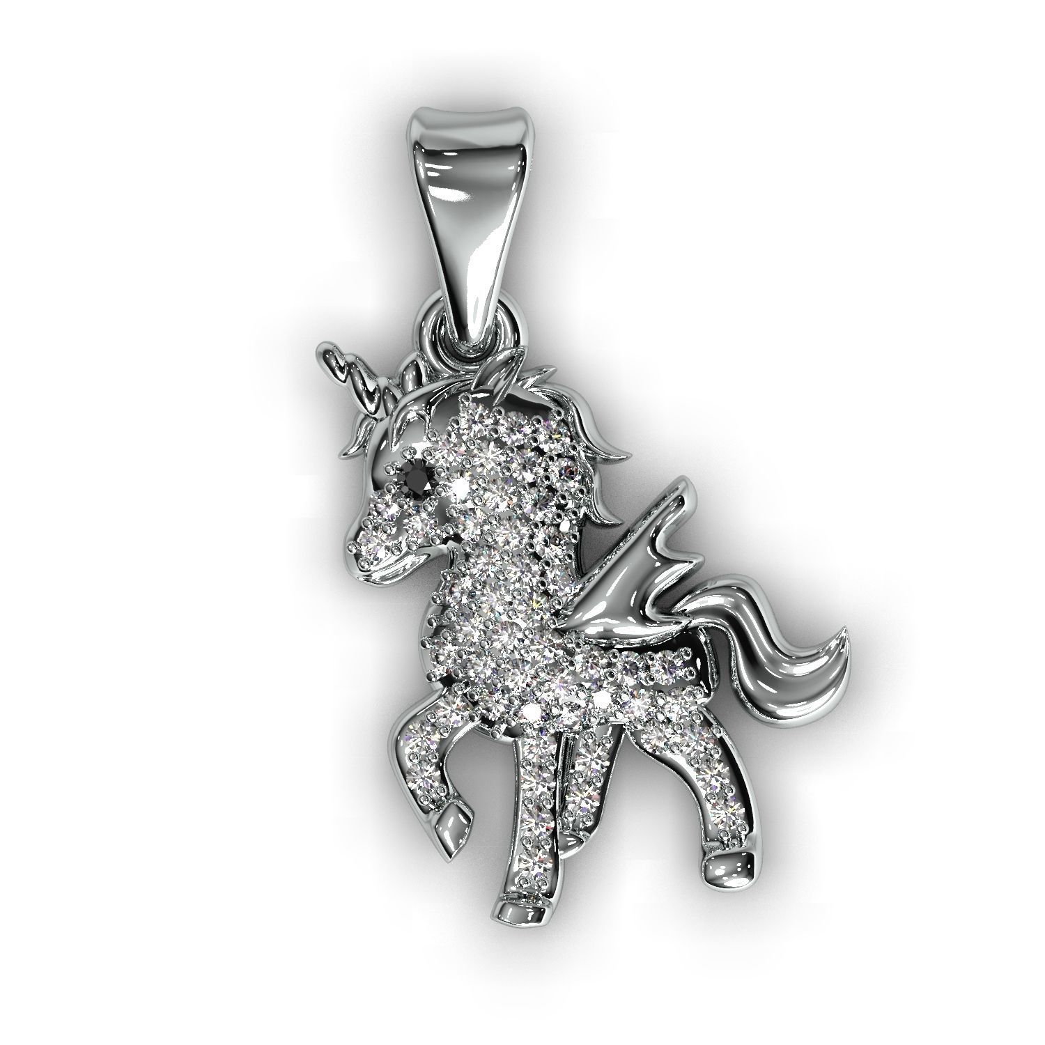 Pony pendant with gems 3D print model_2