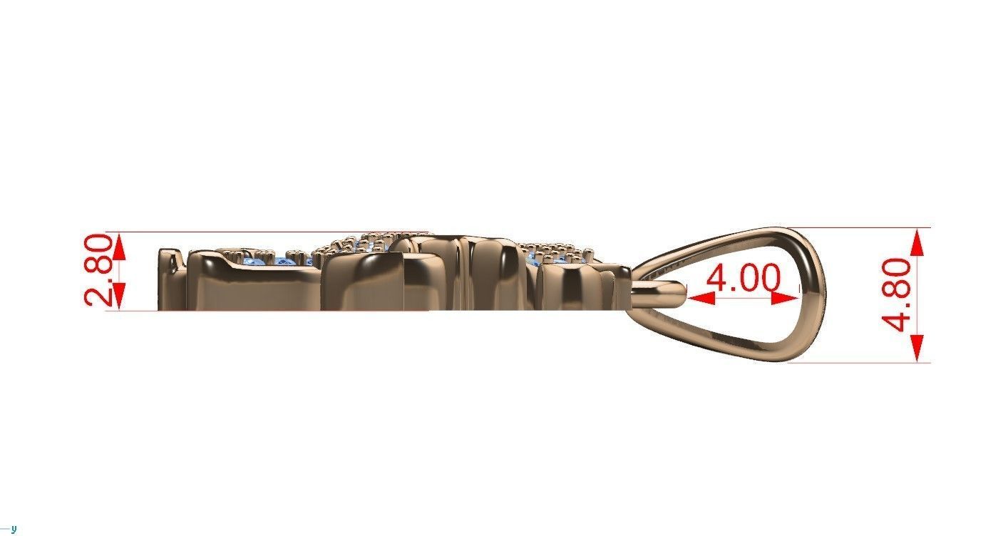 Pony pendant with gems 3D print model_13