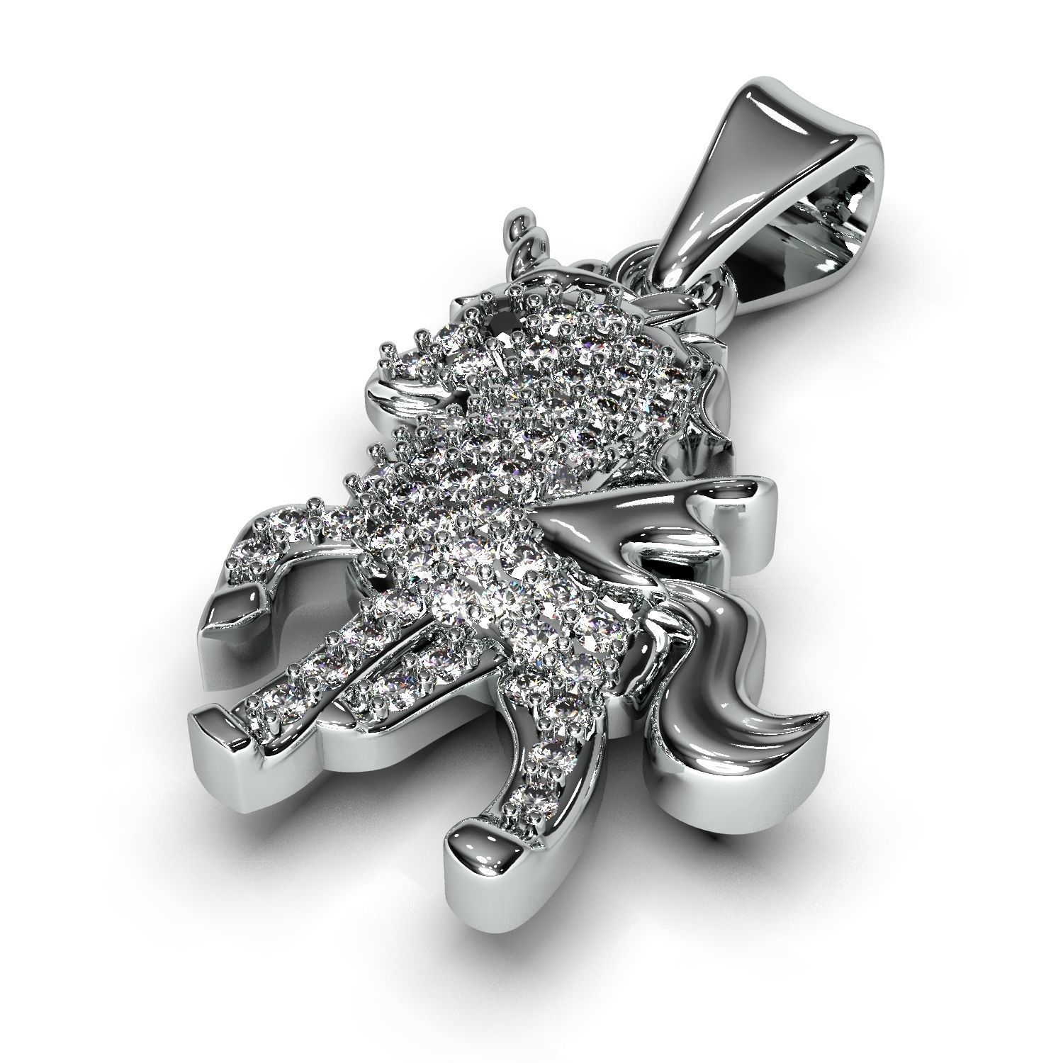 Pony pendant with gems 3D print model_8