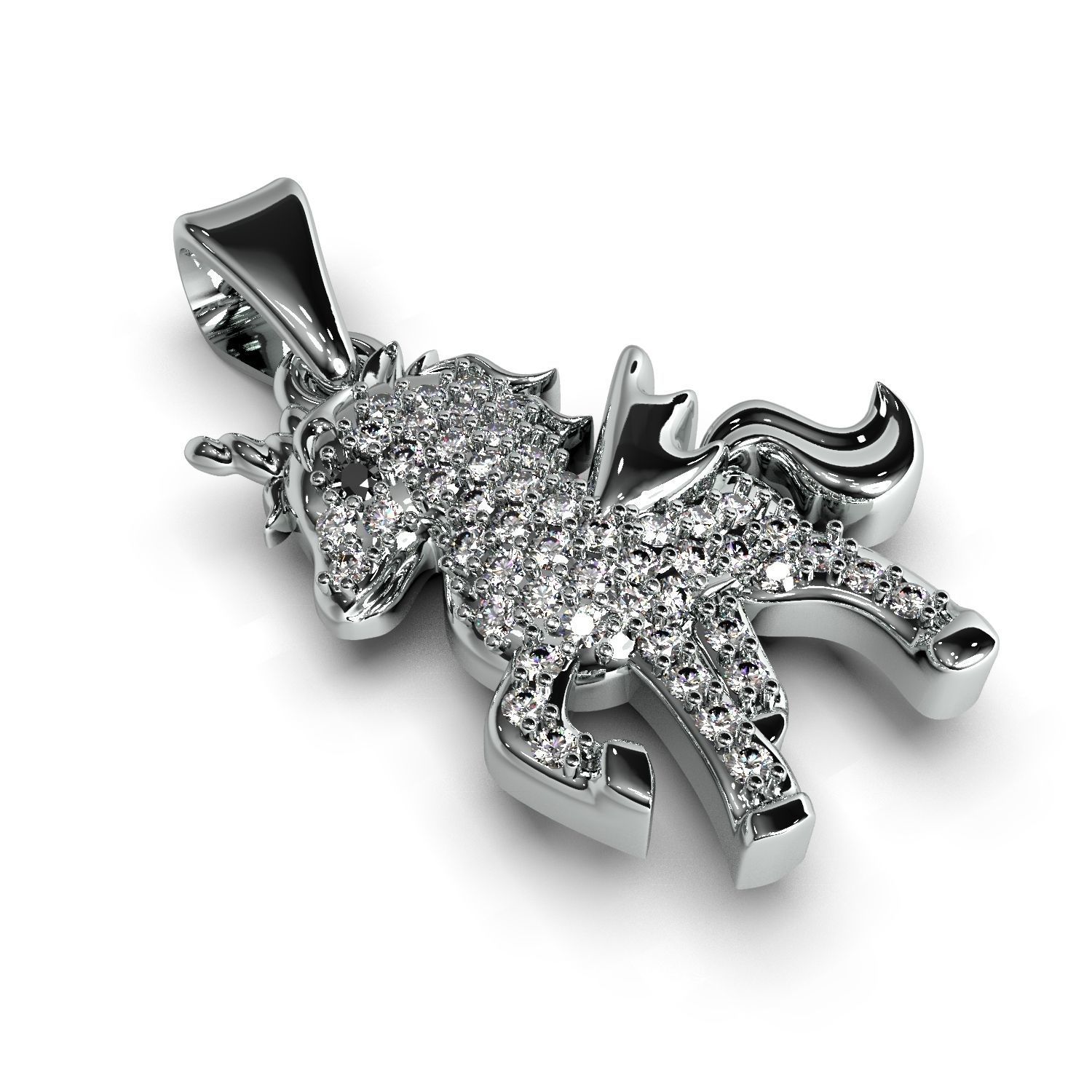 Pony pendant with gems 3D print model_4