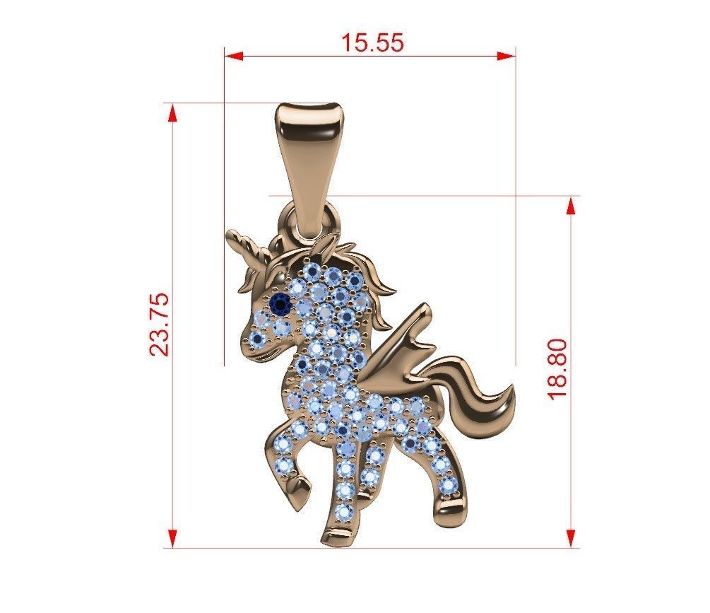 Pony pendant with gems 3D print model_12
