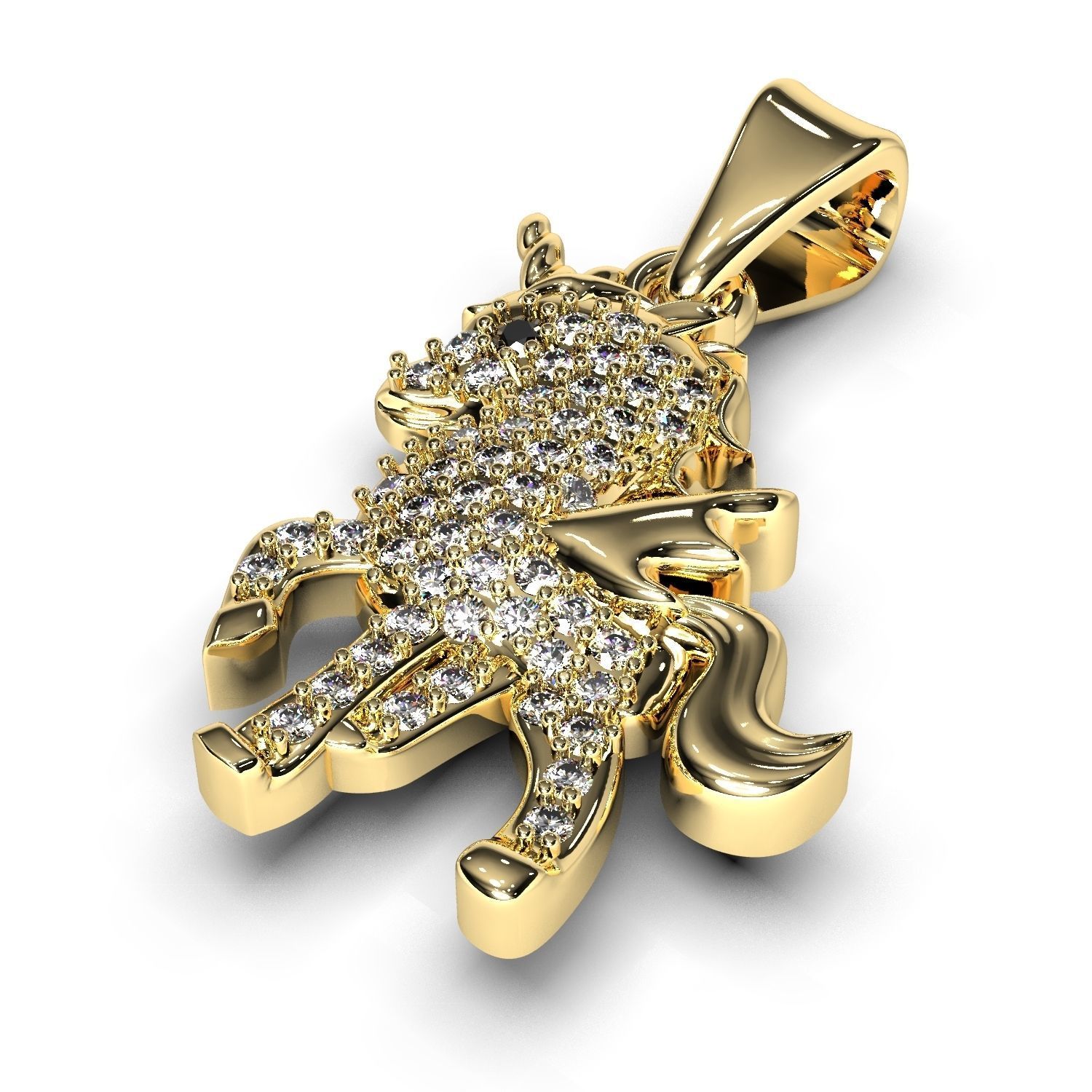 Pony pendant with gems 3D print model_7