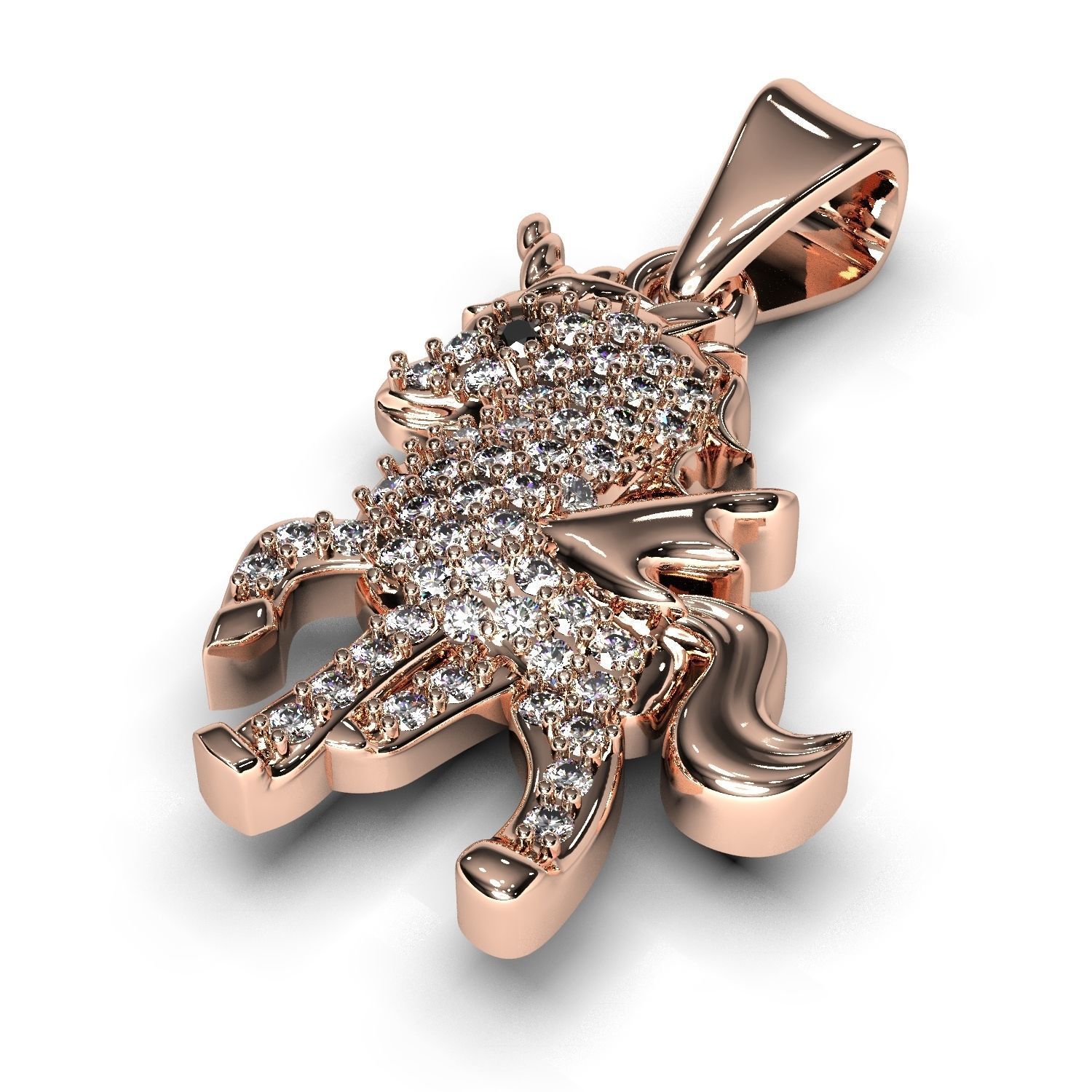 Pony pendant with gems 3D print model_6