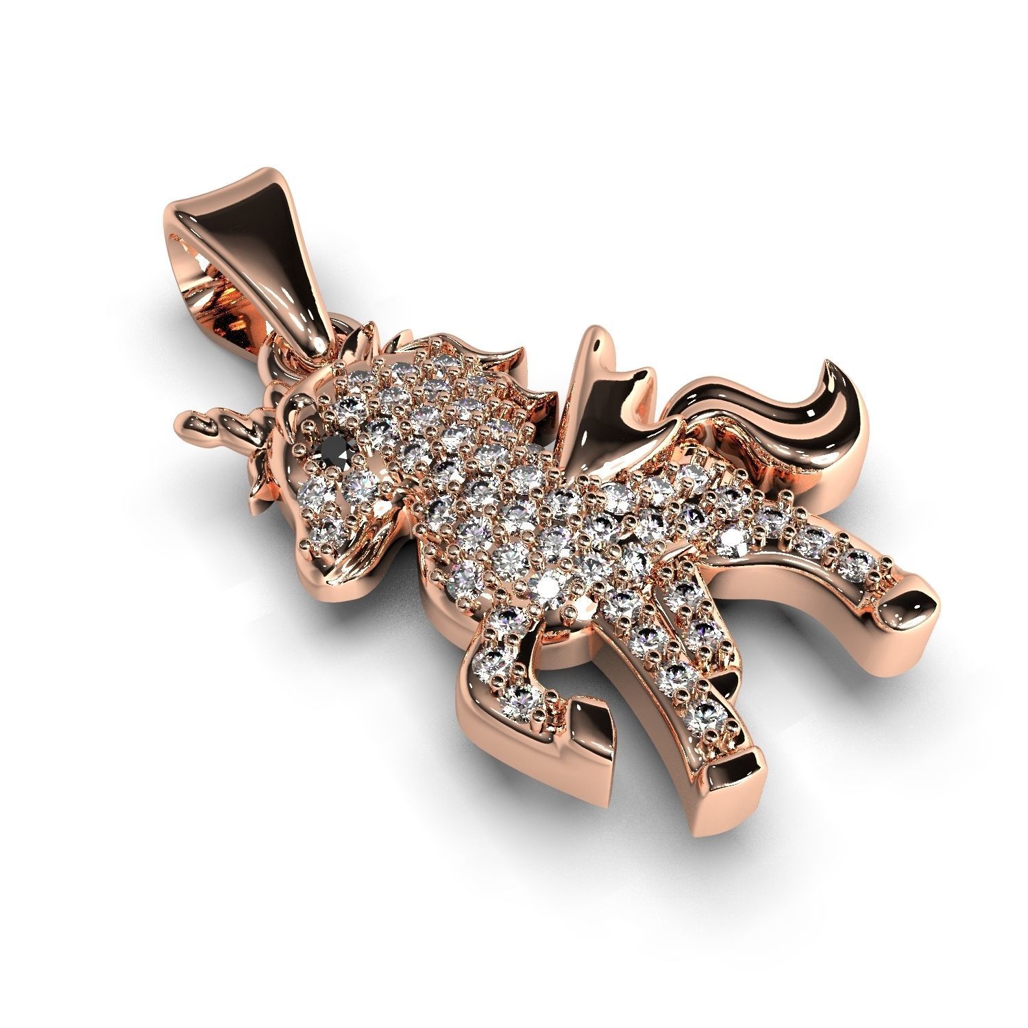 Pony pendant with gems 3D print model_3