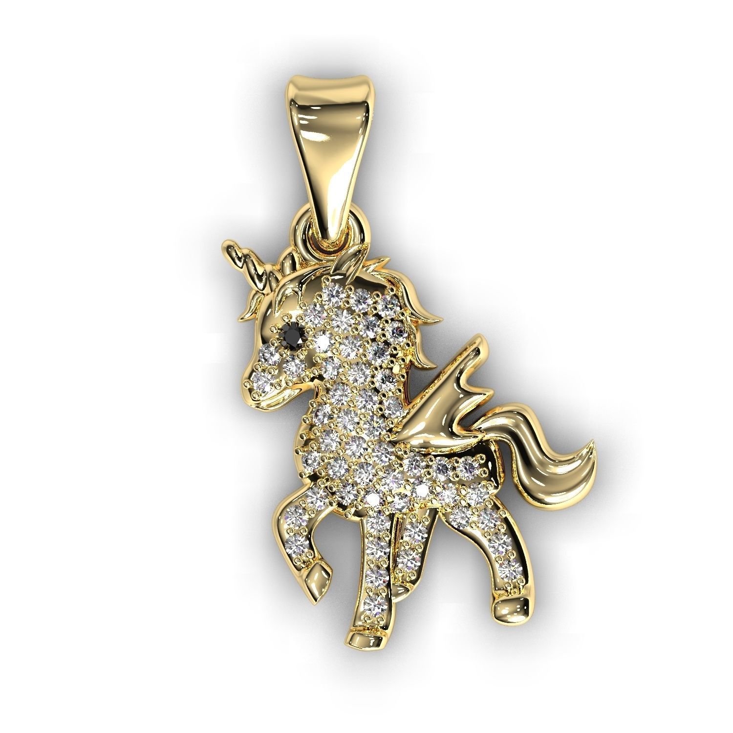 Pony pendant with gems 3D print model_1