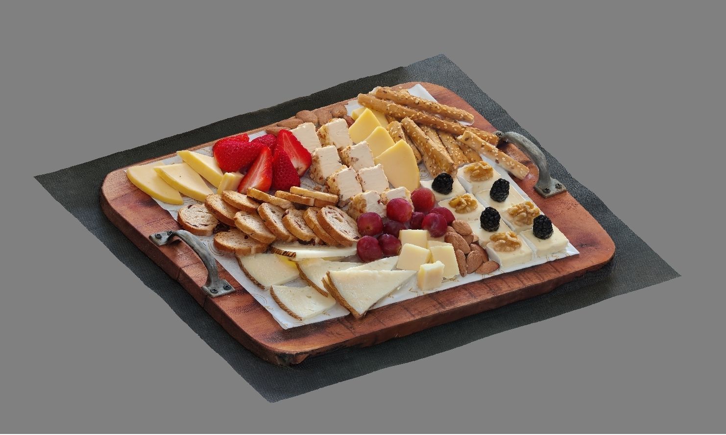 Cheese and fruit platter 3D model_4