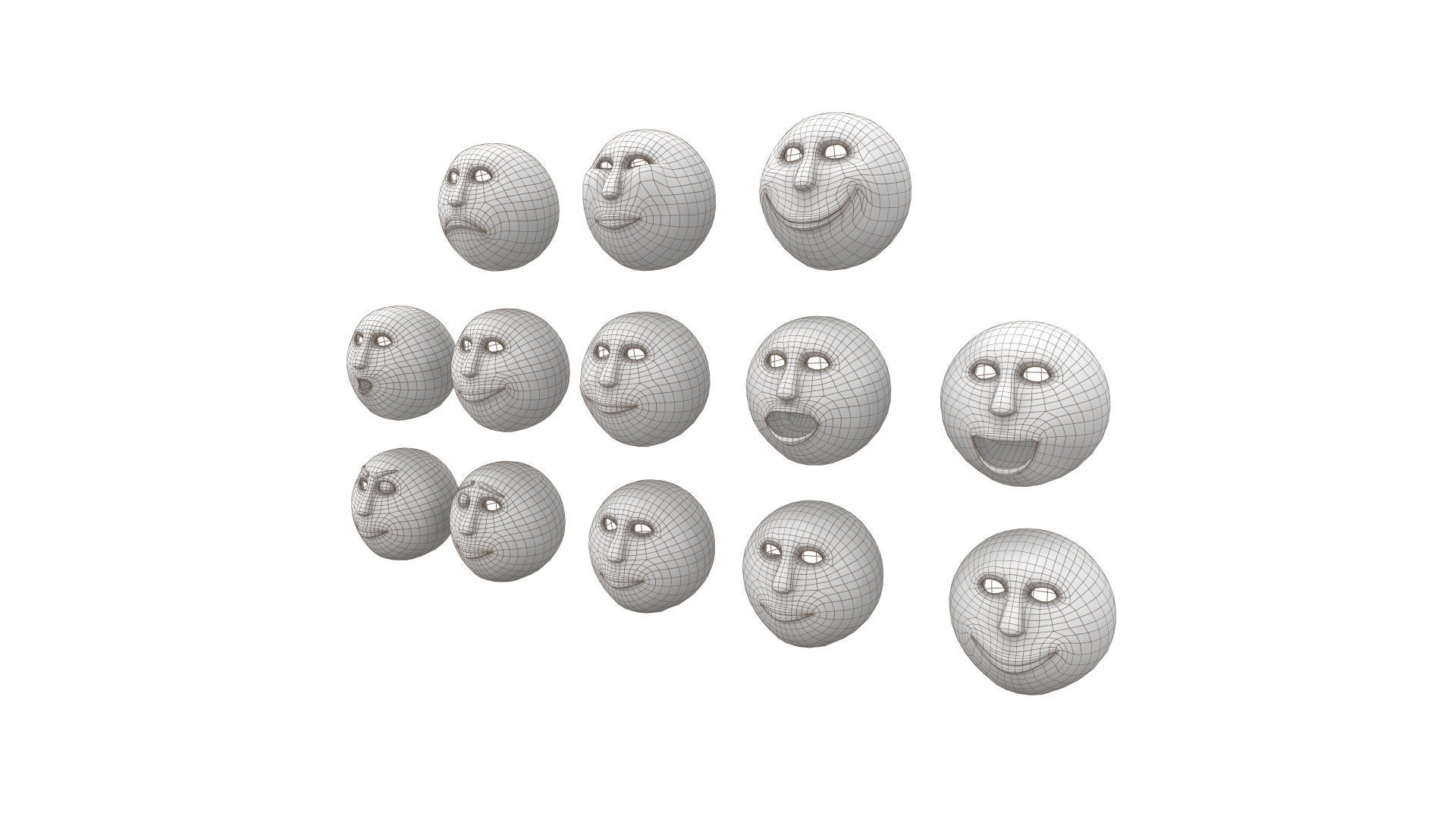Moon face rigged 3dmodel Low-poly 3D model_9