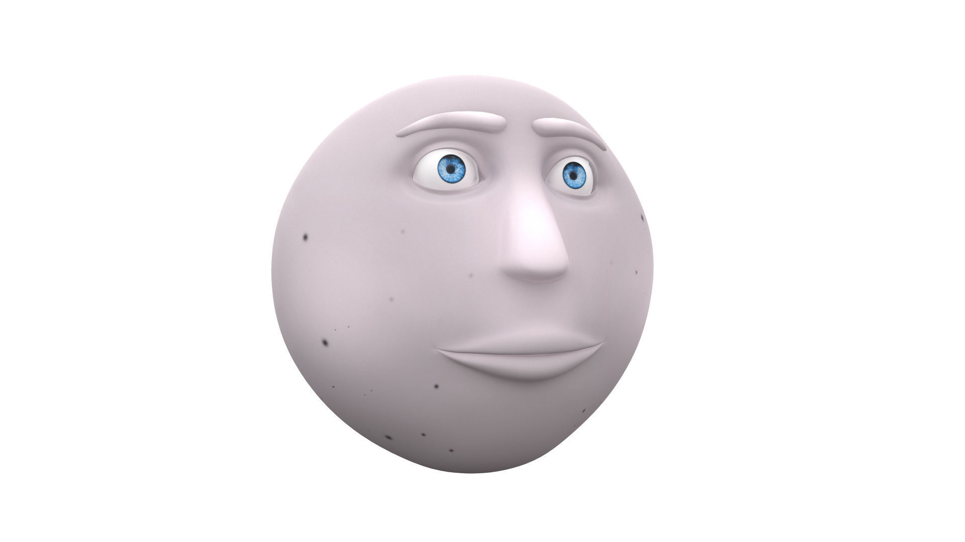 Moon face rigged 3dmodel Low-poly 3D model_2