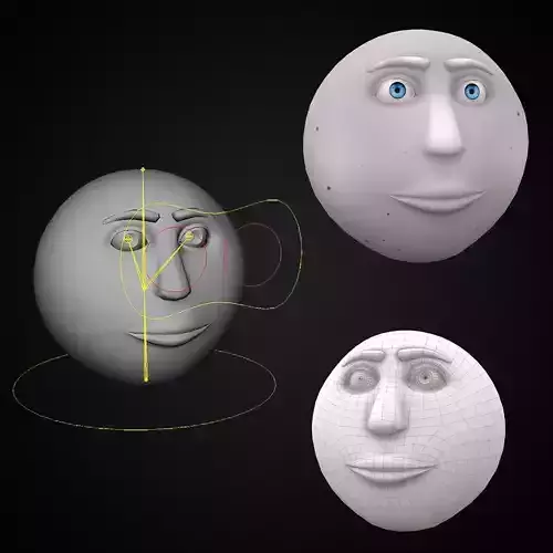 Moon face rigged 3dmodel Low-poly 3D model