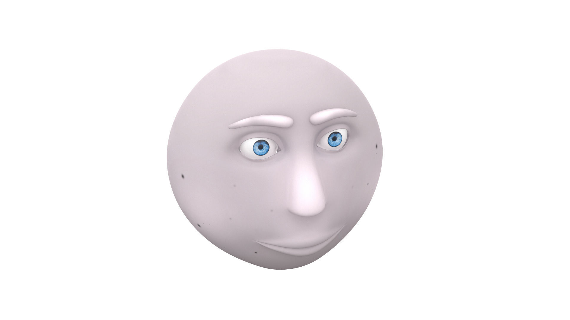 Moon face rigged 3dmodel Low-poly 3D model_1