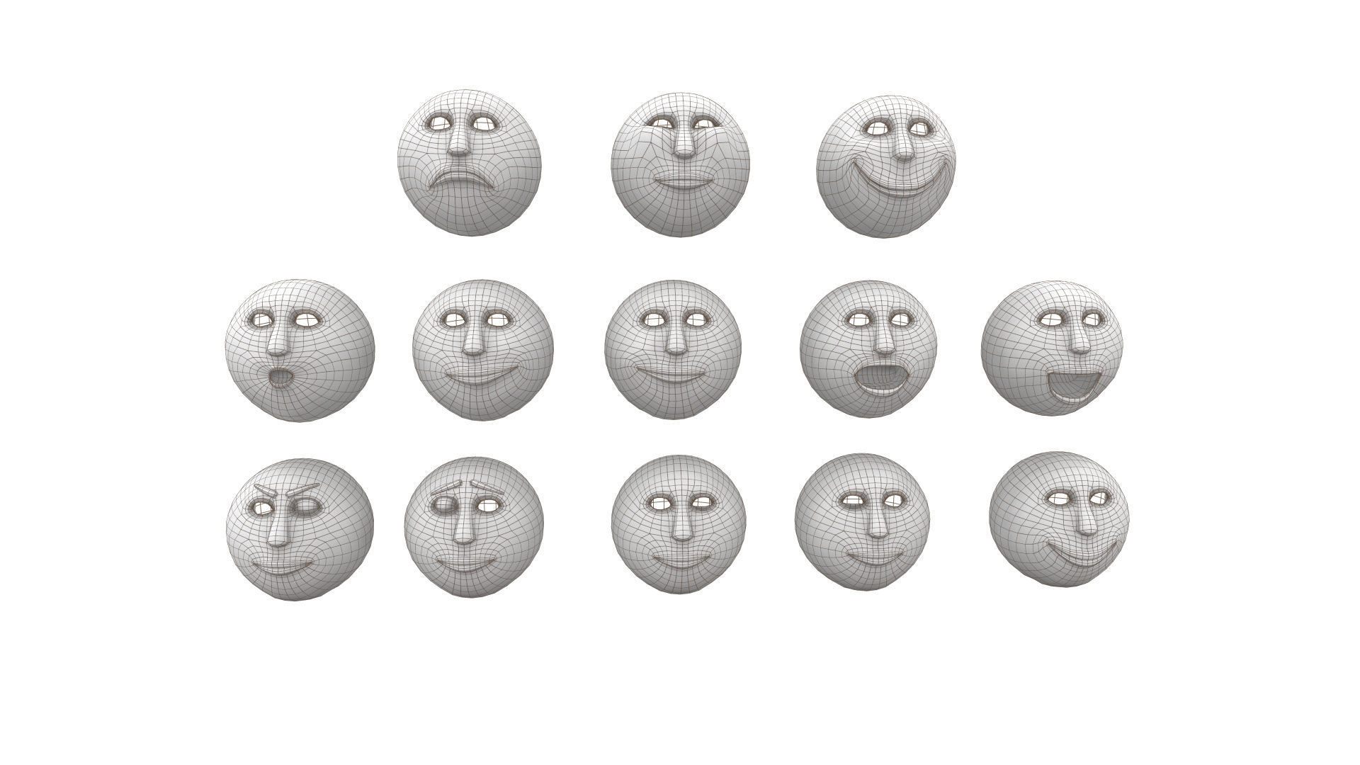 Moon face rigged 3dmodel Low-poly 3D model_8